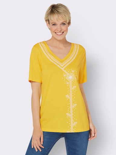 Tričko s výstrihom do V - žiarivá žltá
