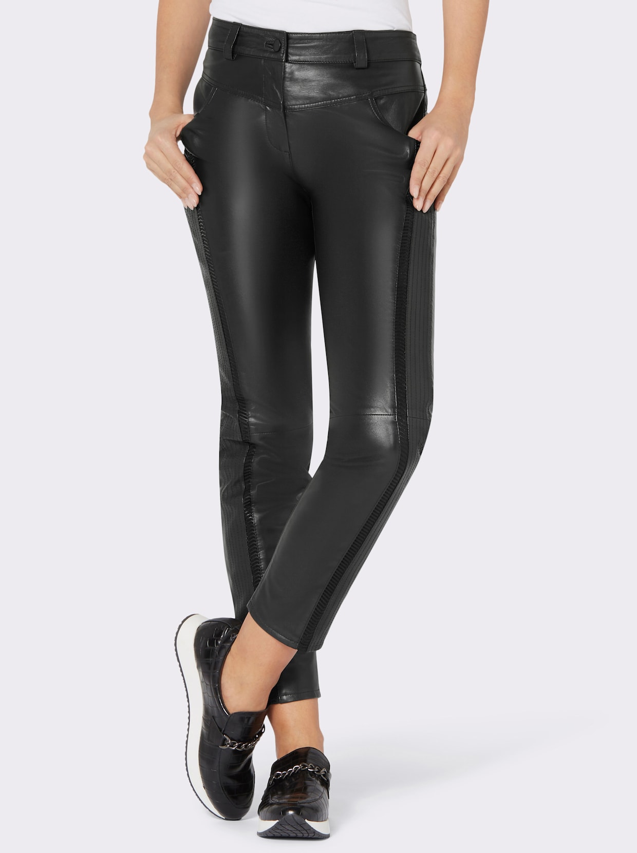 Mainpol Pantalon cuir agneau nappa - noir