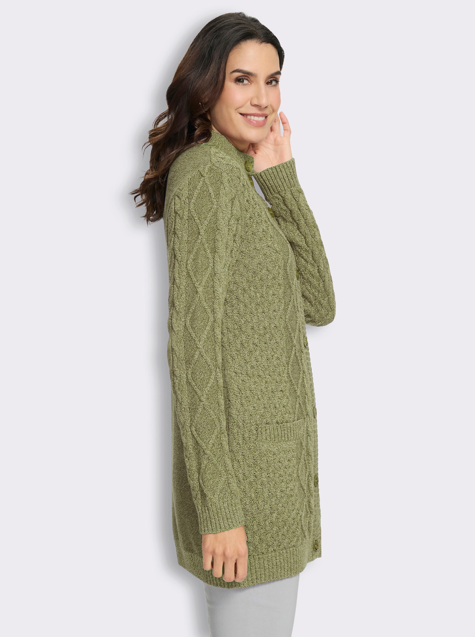 Strickjacke im Muster-Mix - schilf-meliert
