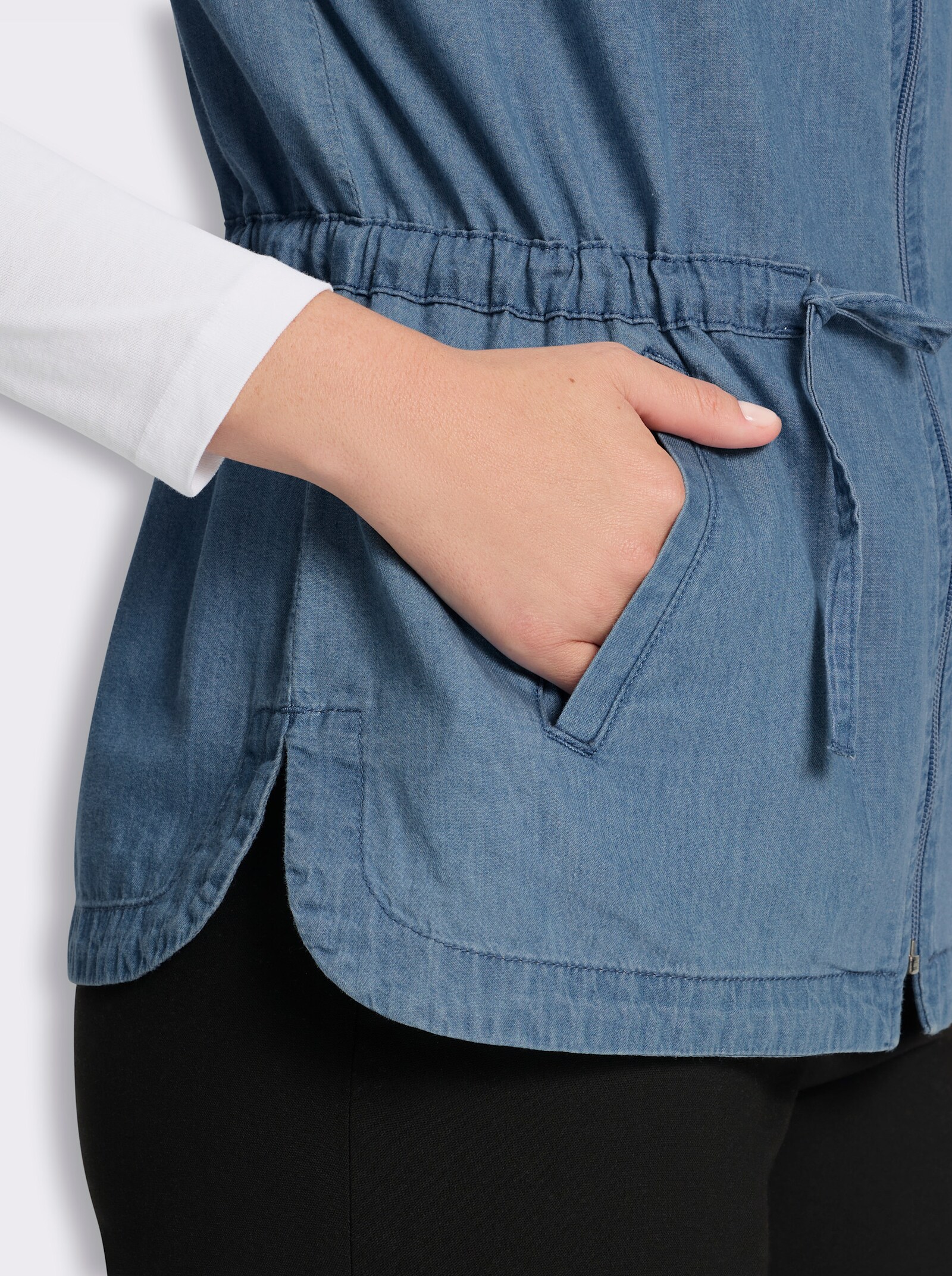 Jeansweste mit Tunnelzug - blue-bleached
