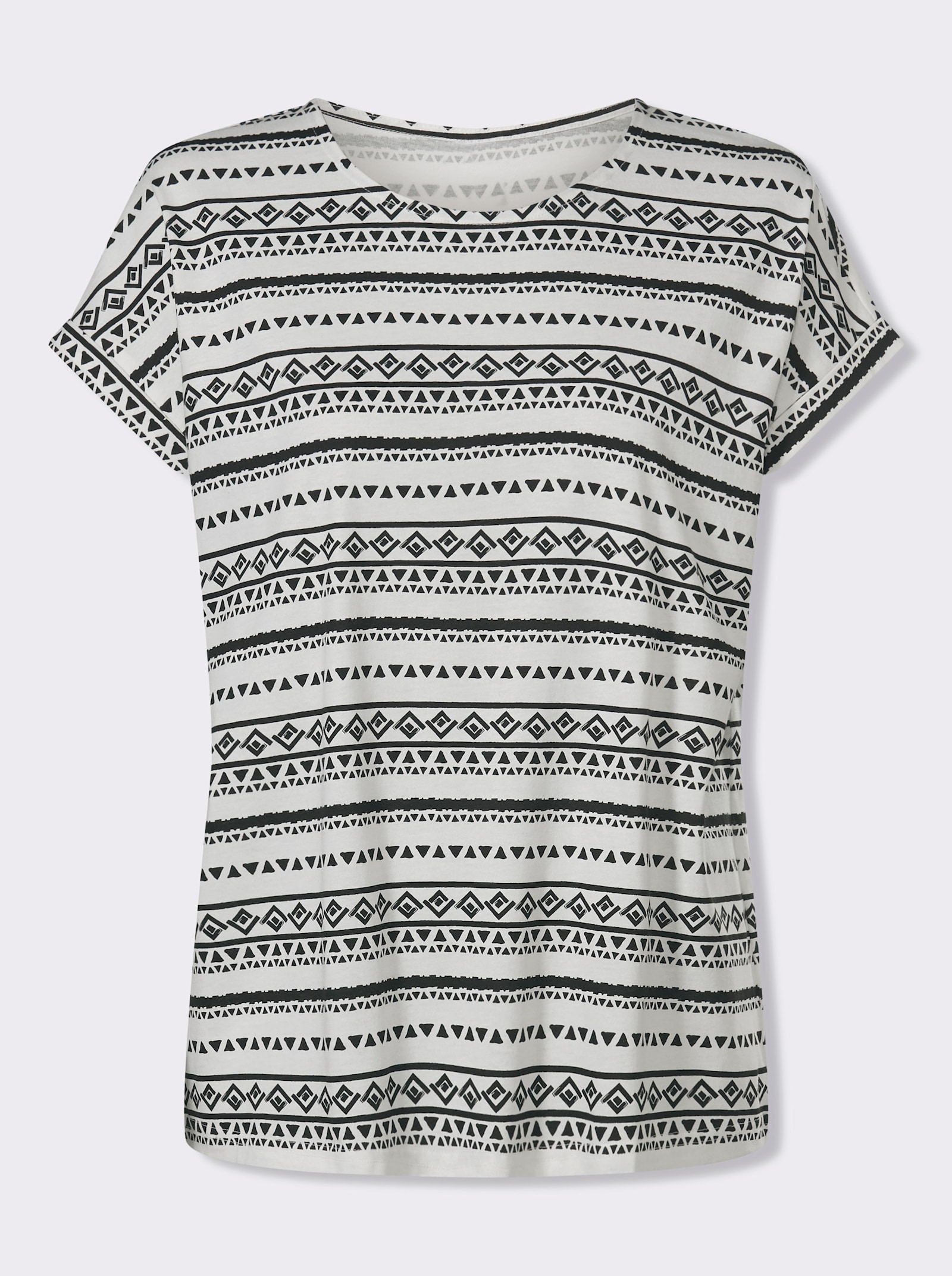 Tričko s krátkým rukávem a zakrytými rameny - ecru-černá-potisk