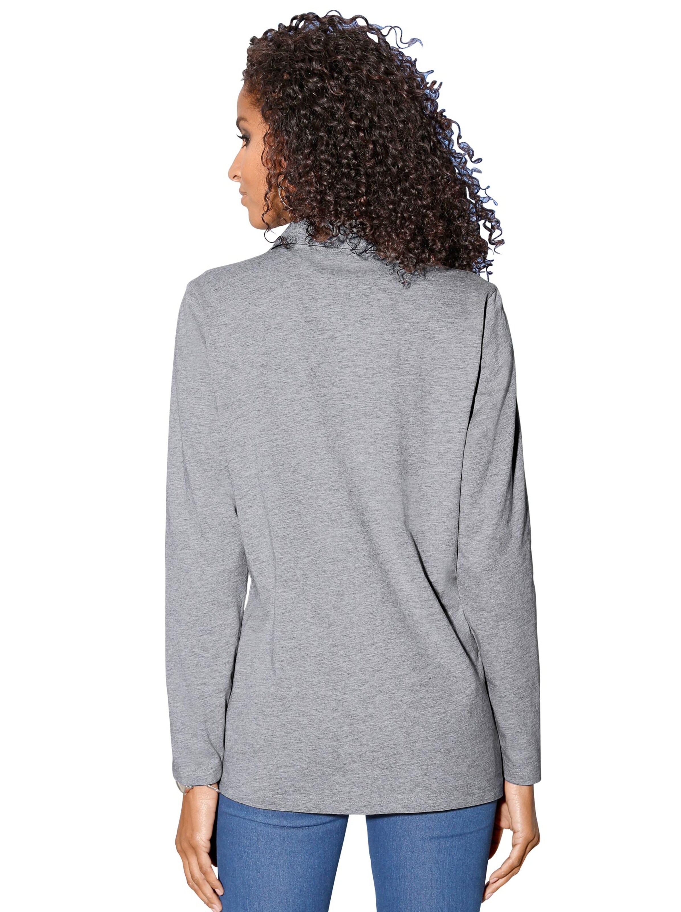 Jersey-Bluse - grau-meliert