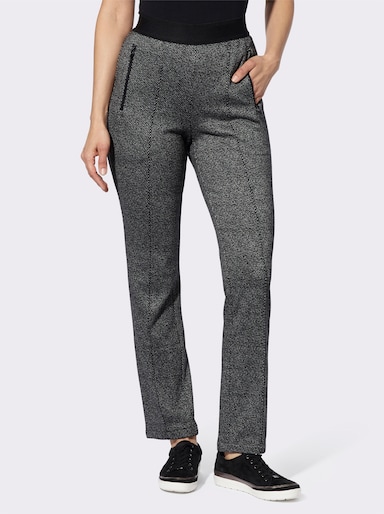 Schlupfhose in Jacquard-Qualität - schwarz-steingrau-meliert