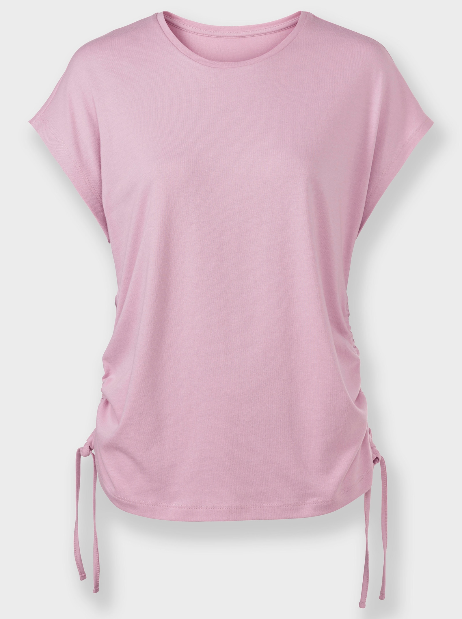Shirt met ronde hals, opzij te rimpelen - roze