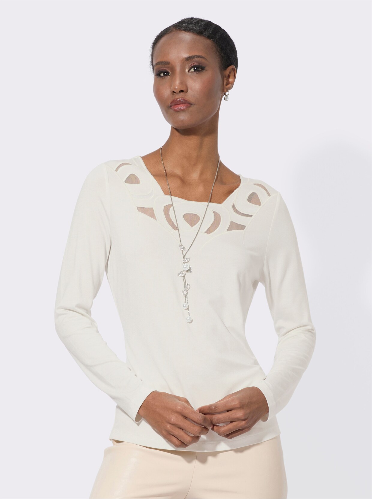 Langarmshirt - ecru