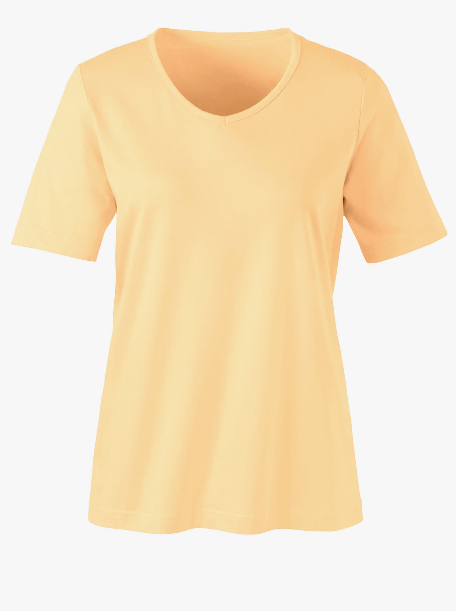 Kurzarmshirt mit V-Ausschnitt - vanillegelb