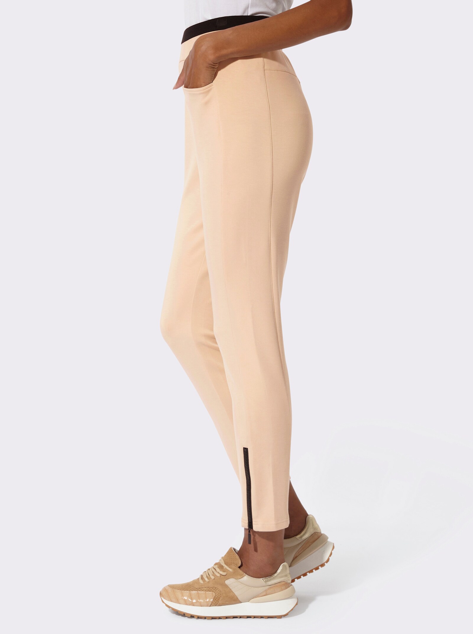 Jogg Pants mit Zier-Reißverschlüssen - sand