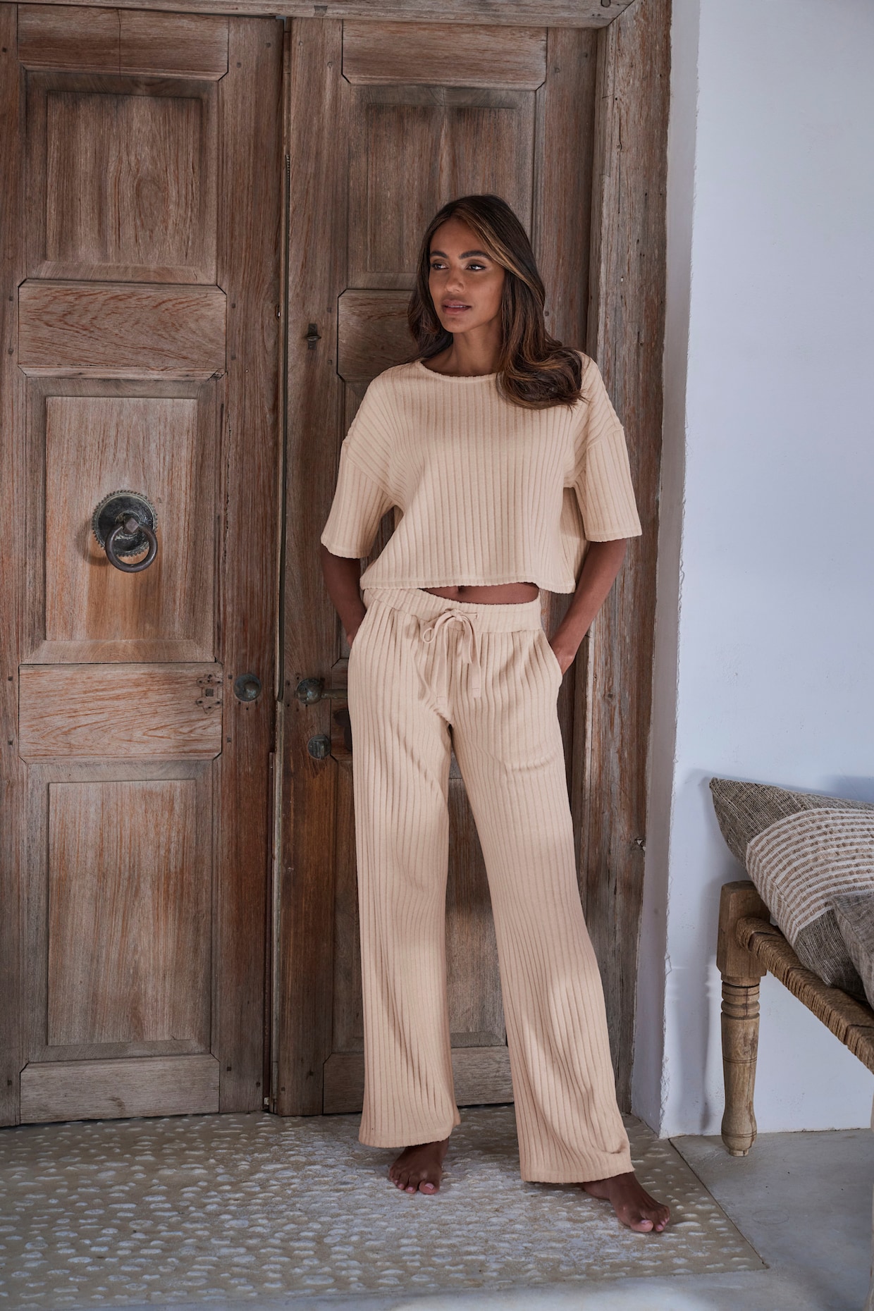 LASCANA Homewear-broek - zand gemêleerd