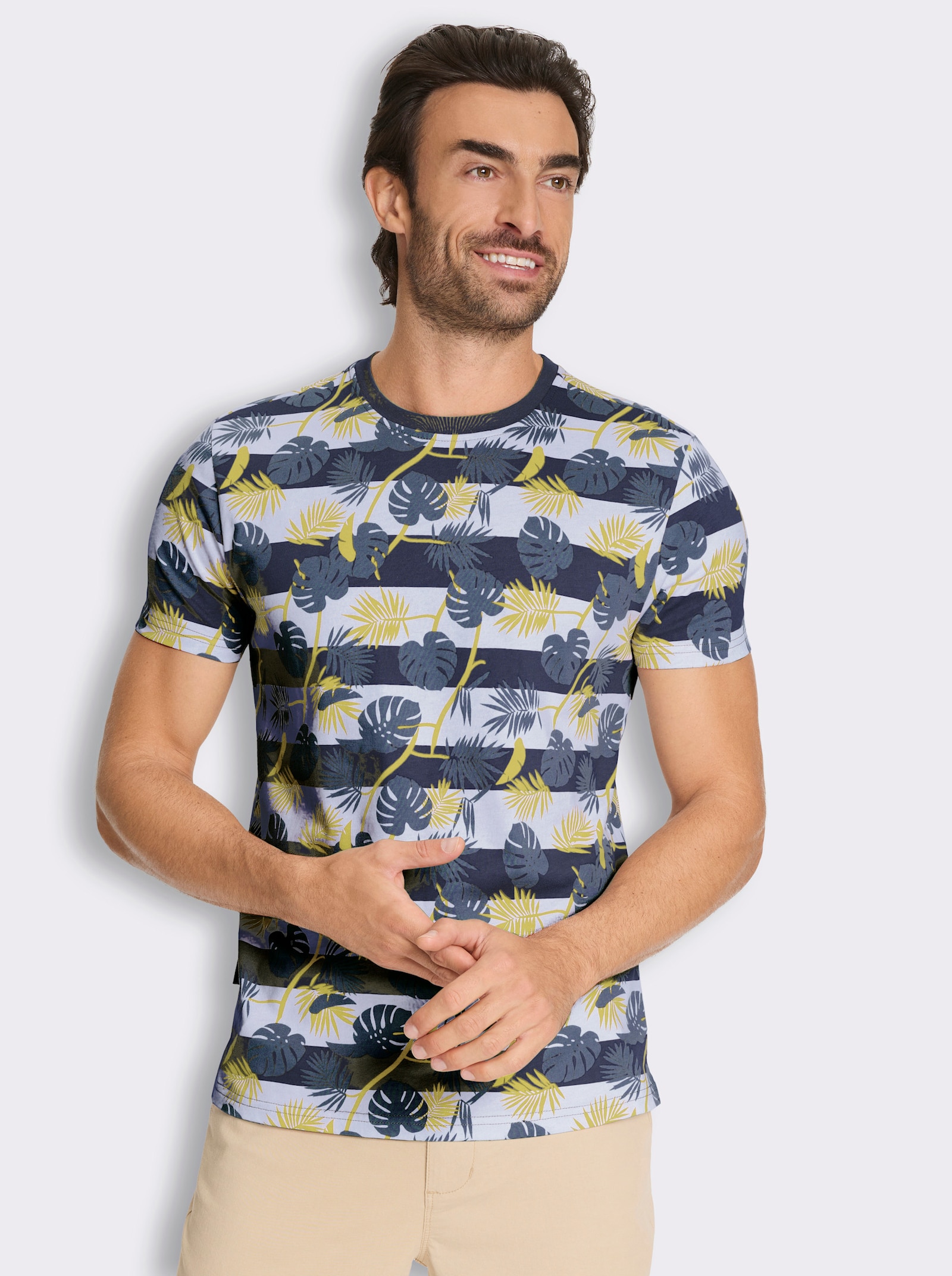 Marco Donati Kurzarmshirt mit Mustermix allover - marine-bedruckt