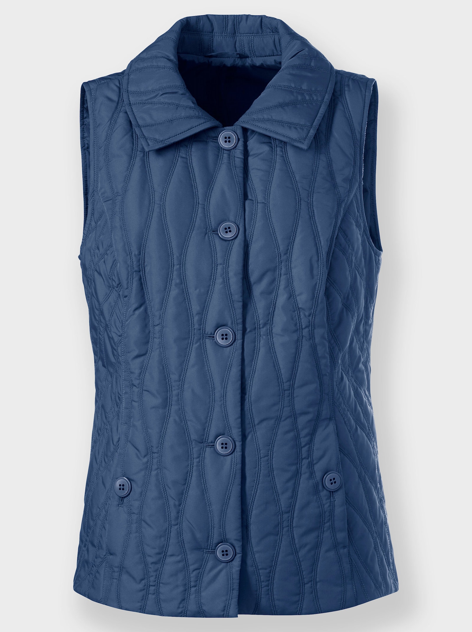 Steppweste mit Umlegekragen - jeansblau