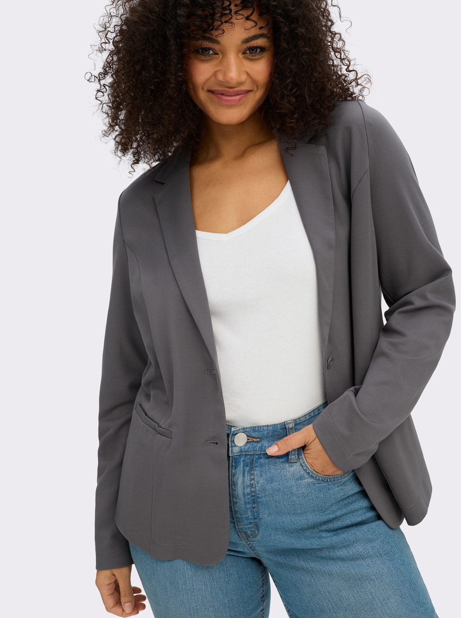 Jerseyblazer in Interlock-Qualität - anthrazit