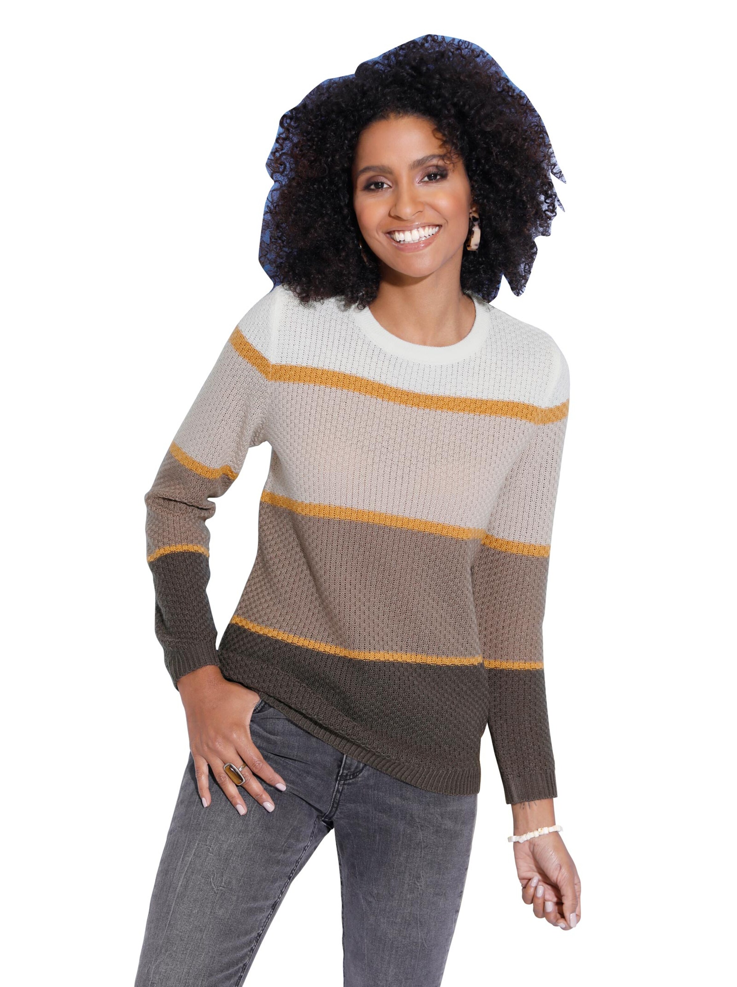 Pullover - braun-geringelt