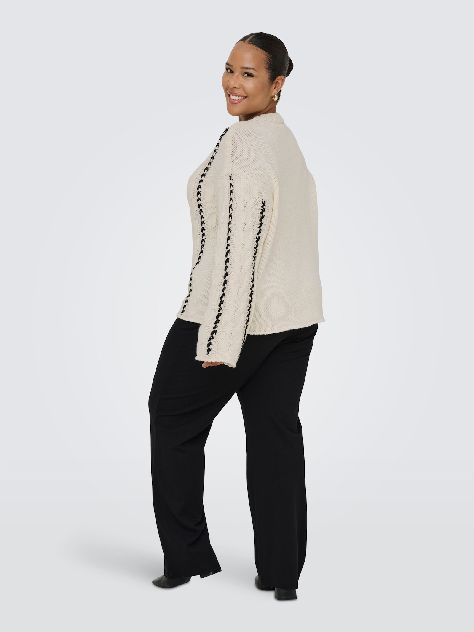 ONLY CARMAKOMA Rundhalspullover - birch detail:melange/black