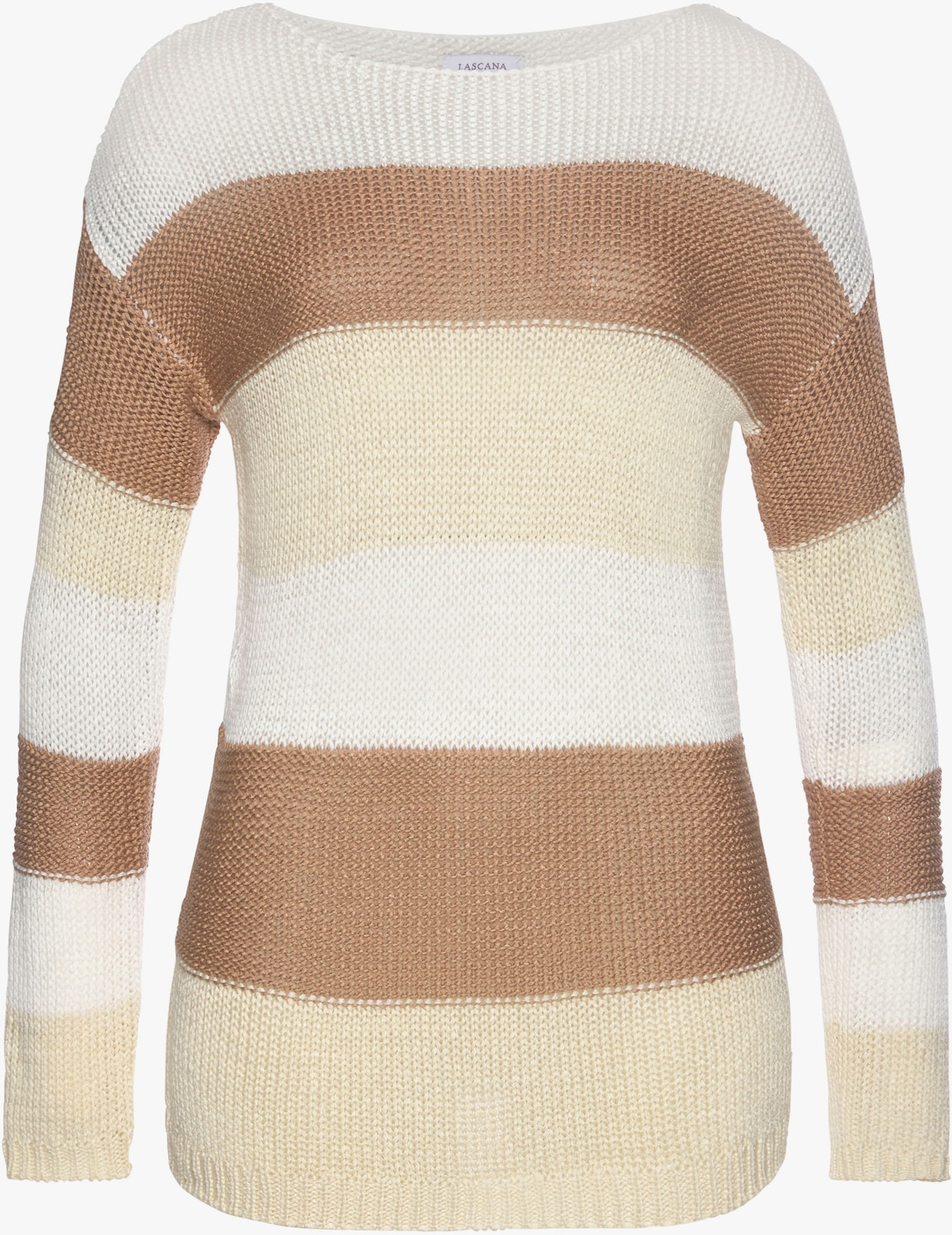 LASCANA Gestreepte pullover - zand-beige crème