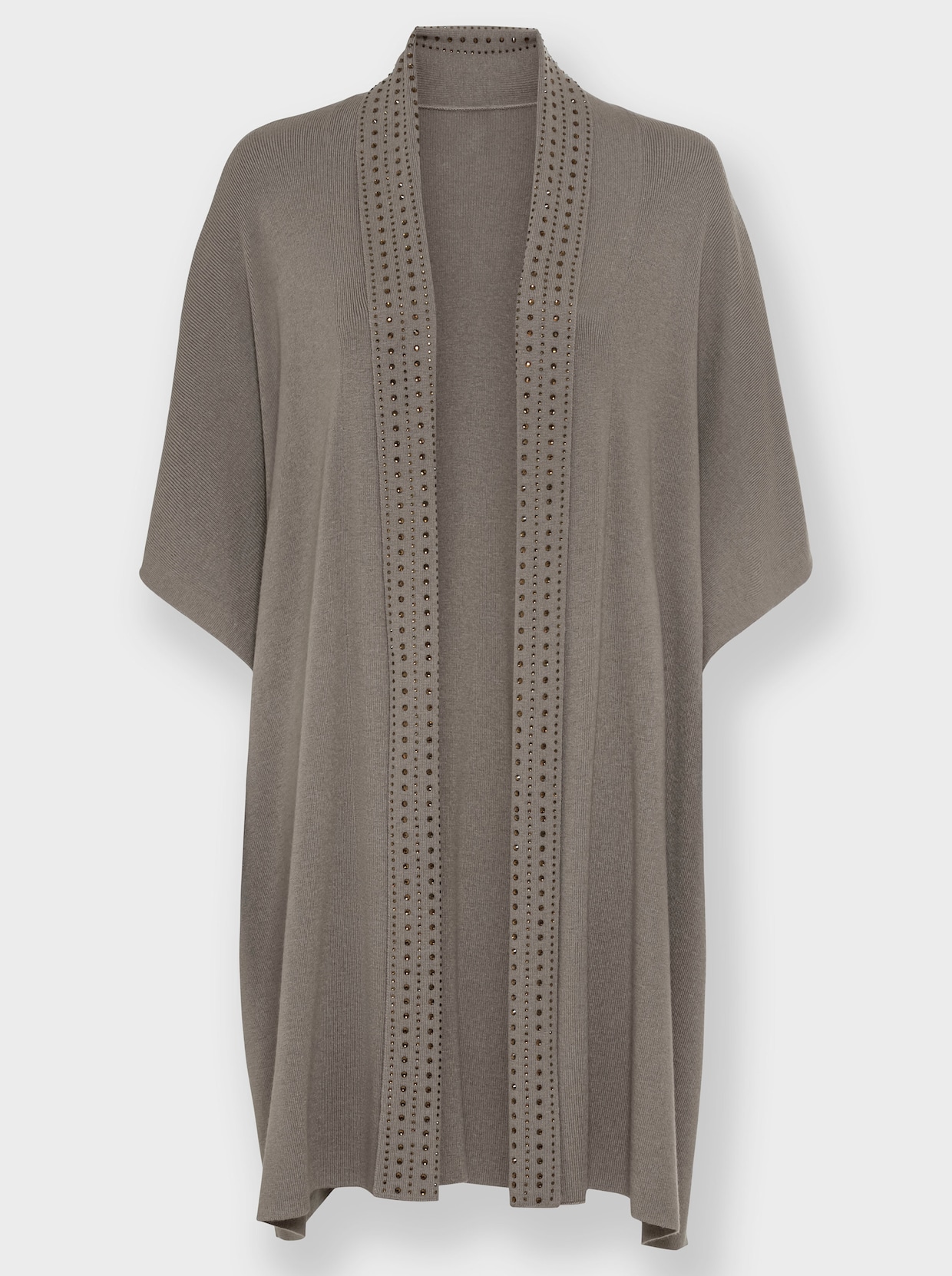 heine Lang gebreid vest - taupe
