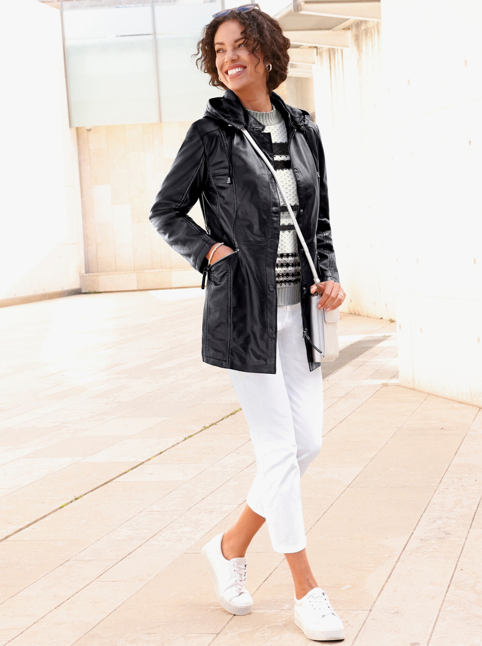 Lederjacke aus Lamm-Nappa - schwarz