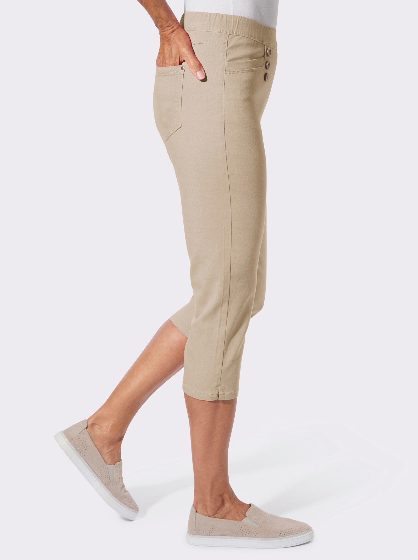 Caprijeans in Baumwoll-Stretch-Qualität - sand