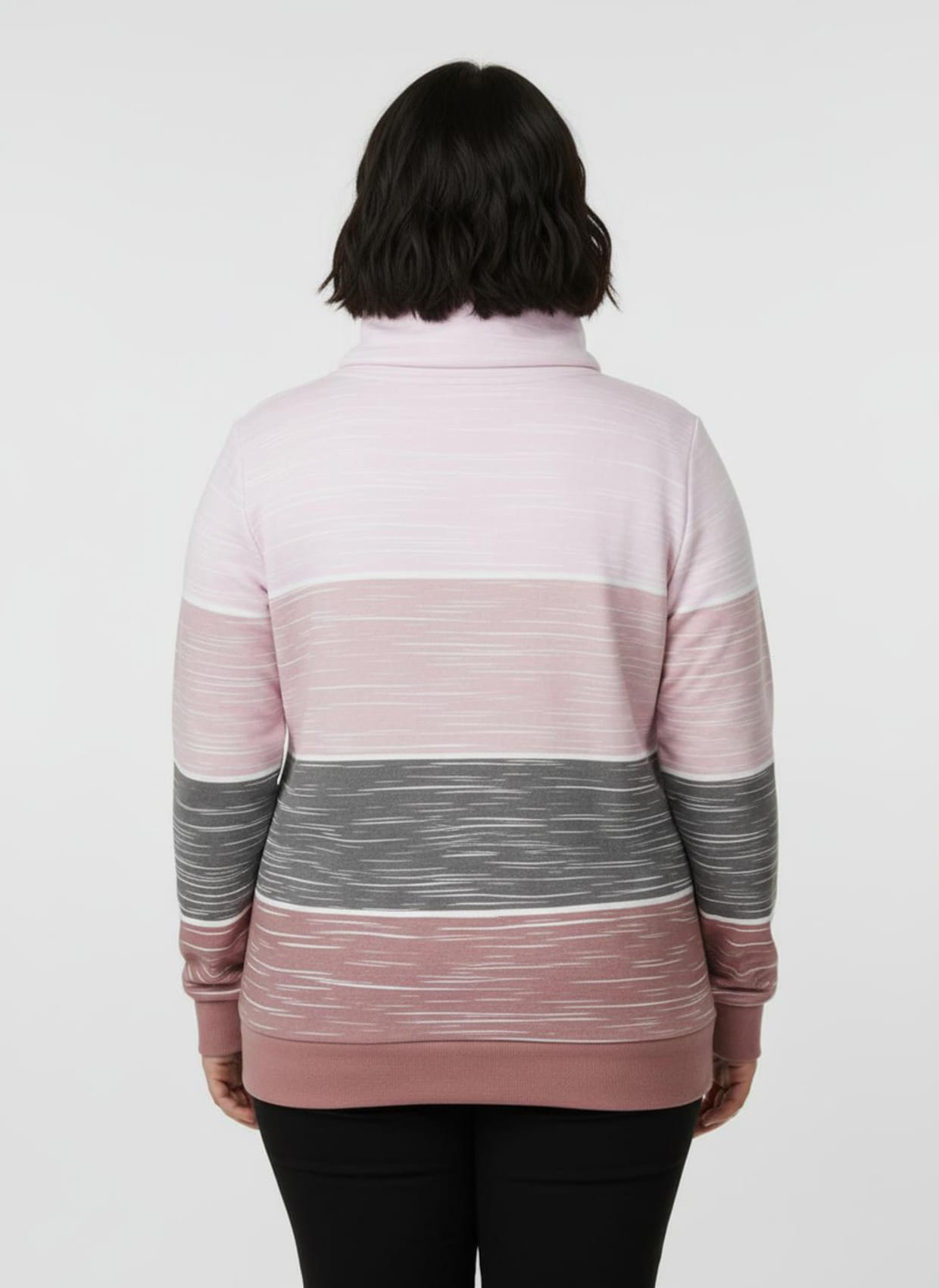 Sweatshirt mit Zierknöpfen am Kragen - rosenholz-hellrosé-bedruckt