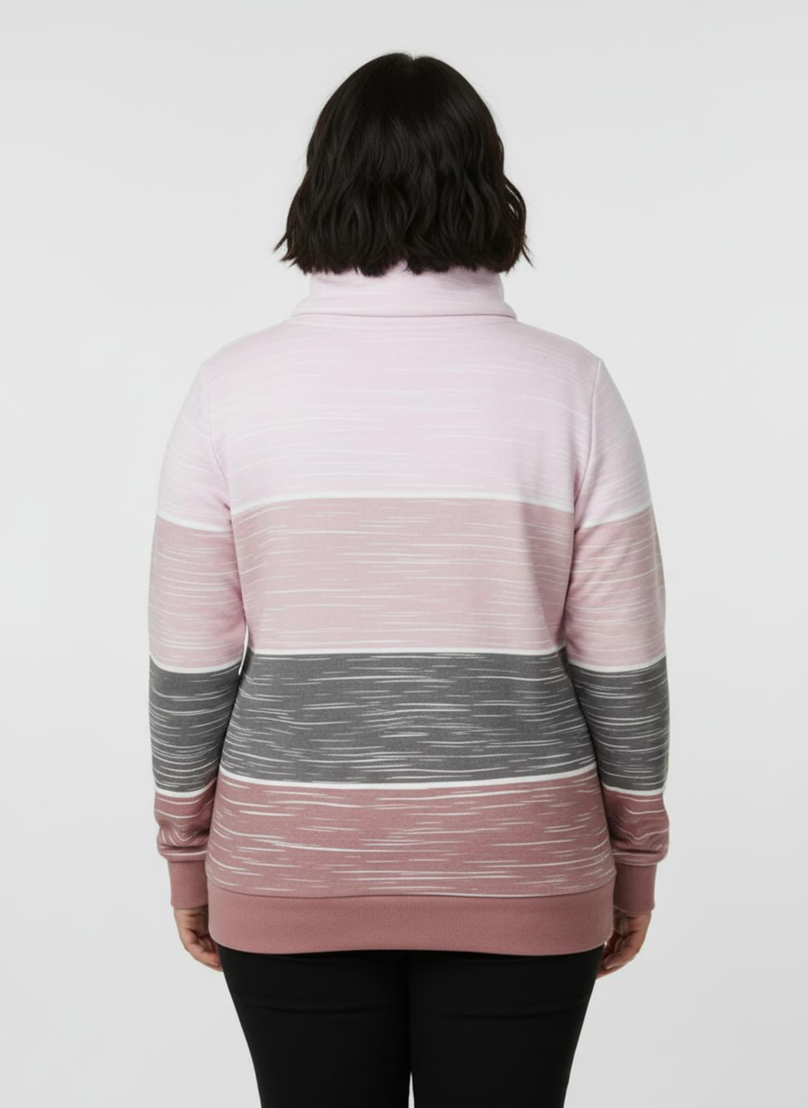 Sweatshirt mit Zierknöpfen am Kragen - rosenholz-hellrosé-bedruckt