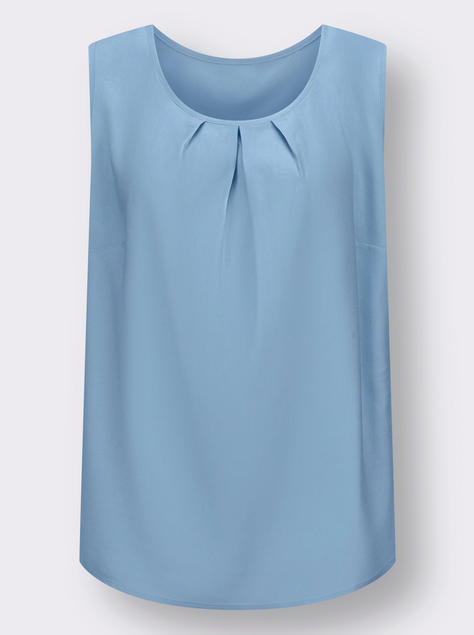 Blusentop mit Falten am Ausschnitt - eisblau