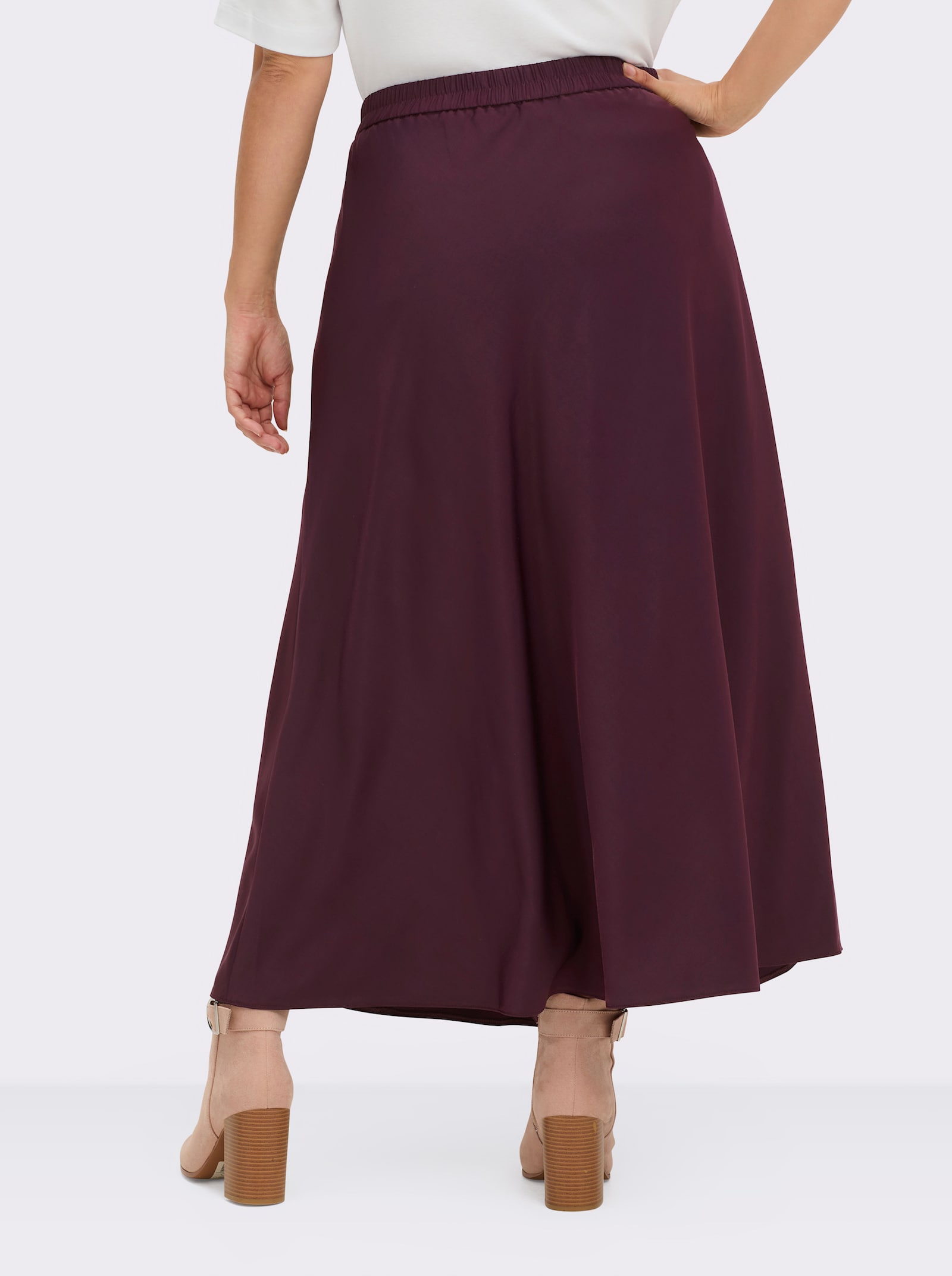 sheego Satinrock mit verdecktem Reissverschluss - burgund