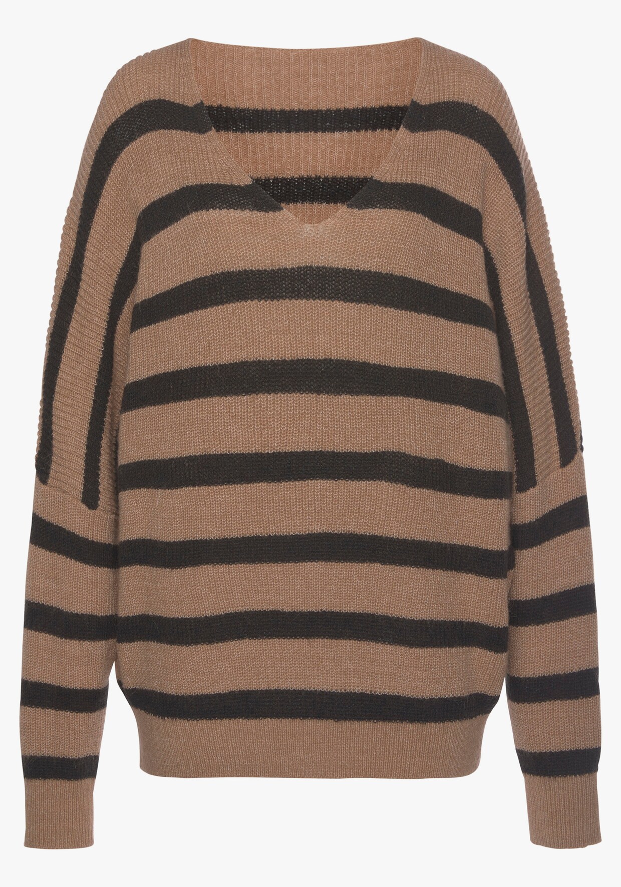 Vivance Gestreepte pullover - camelkleurig/zwart