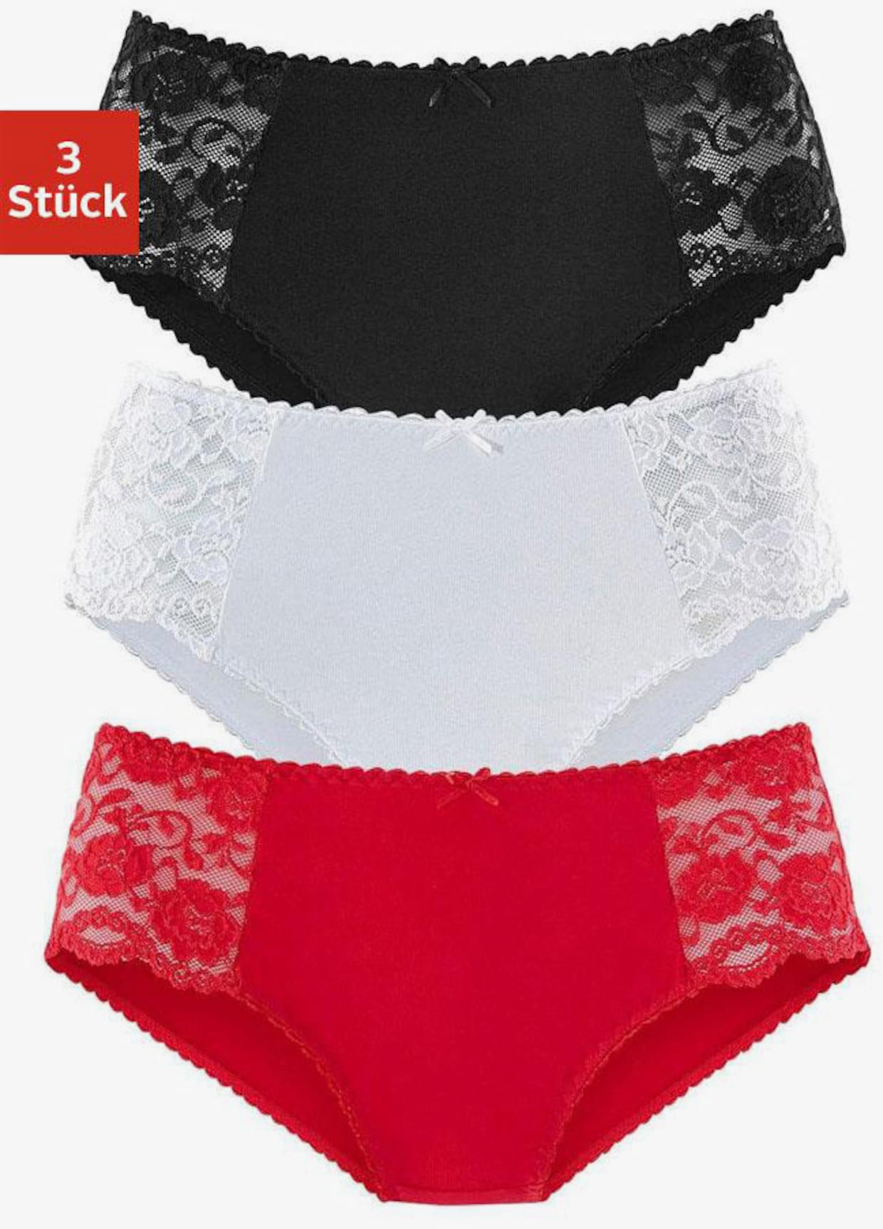 petite fleur Hüftslip - rot, schwarz, weiß