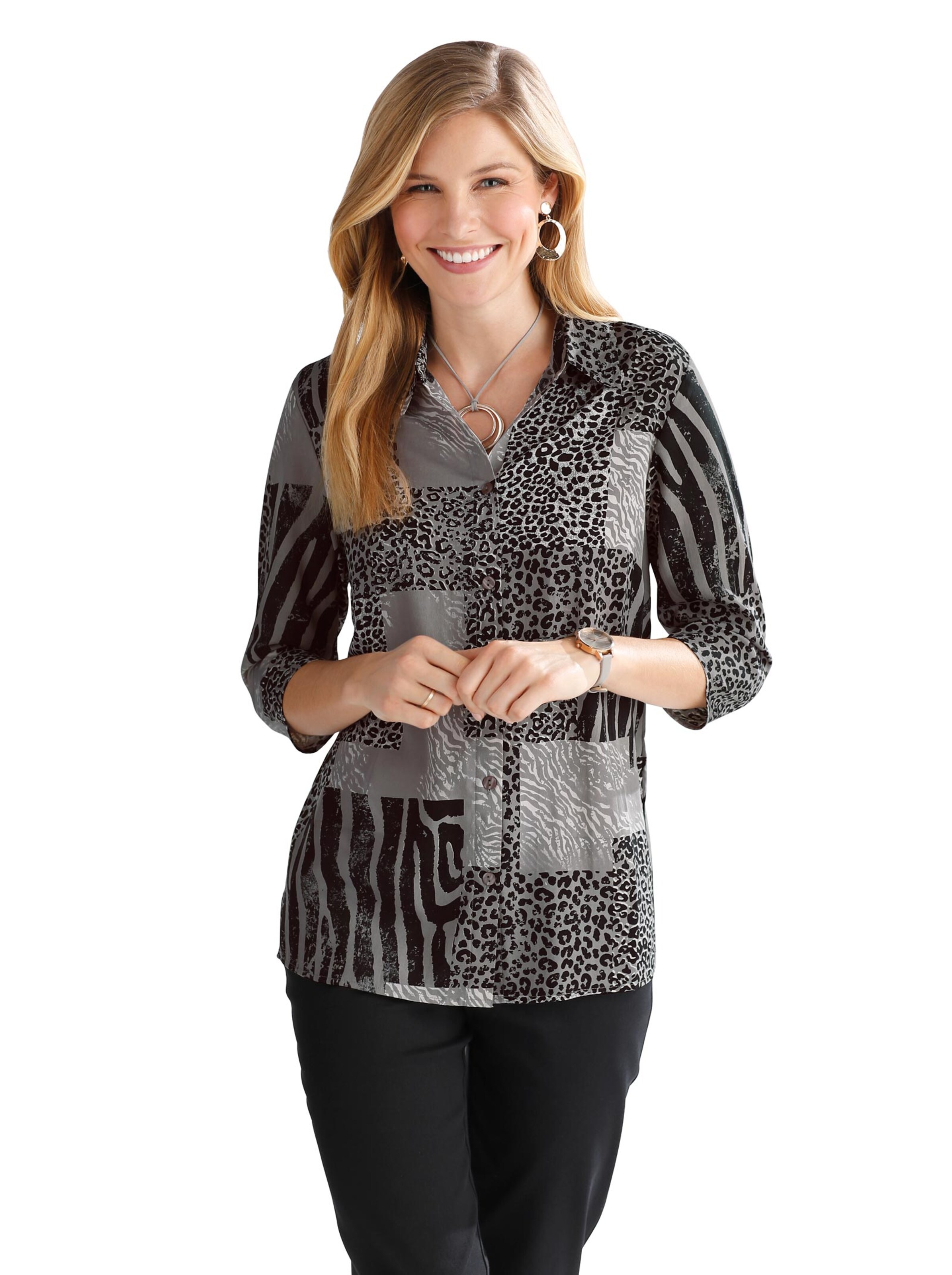 Bluse - grau-bedruckt