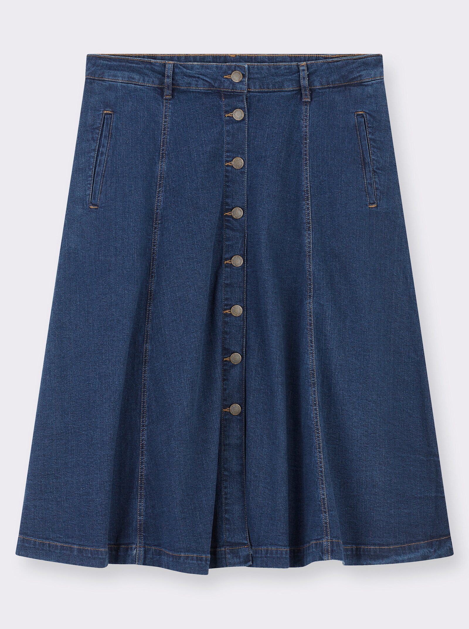 Jeansrock in ausgestellter Bahnenform - blue-stone-washed