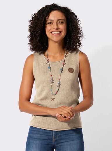 Stricktop mit Rundhals-Ausschnitt - sand