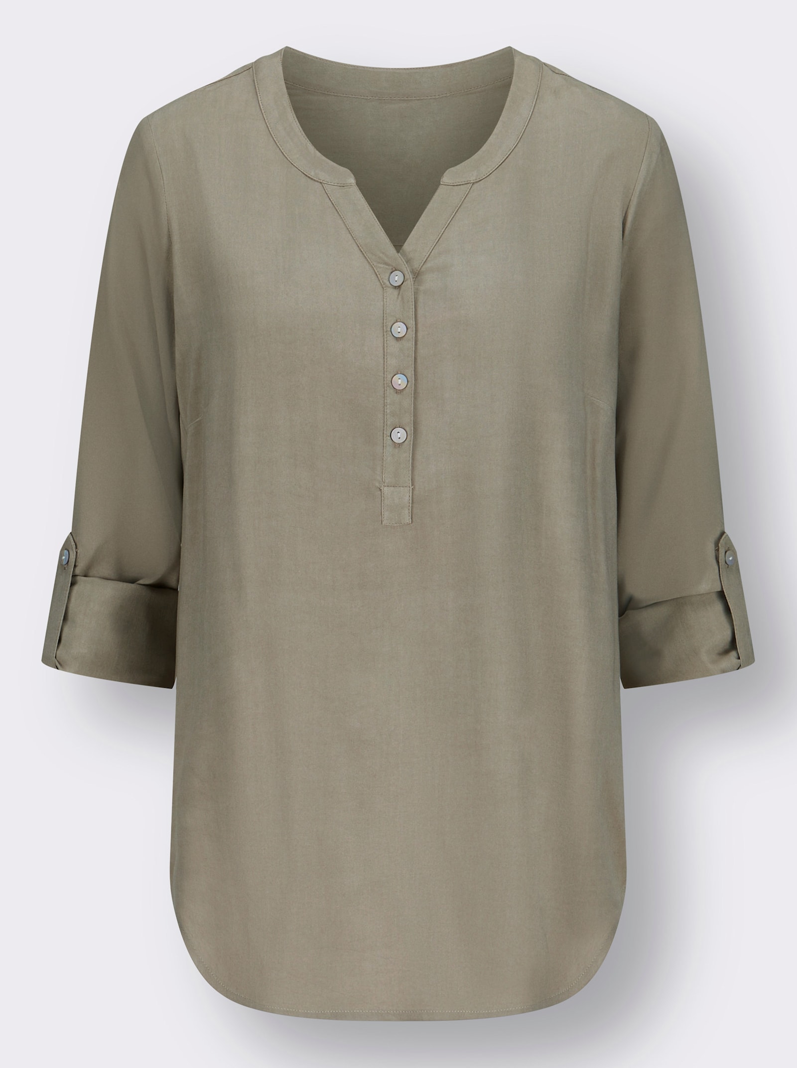 Longbluse mit abgerundetem Saum - schlamm