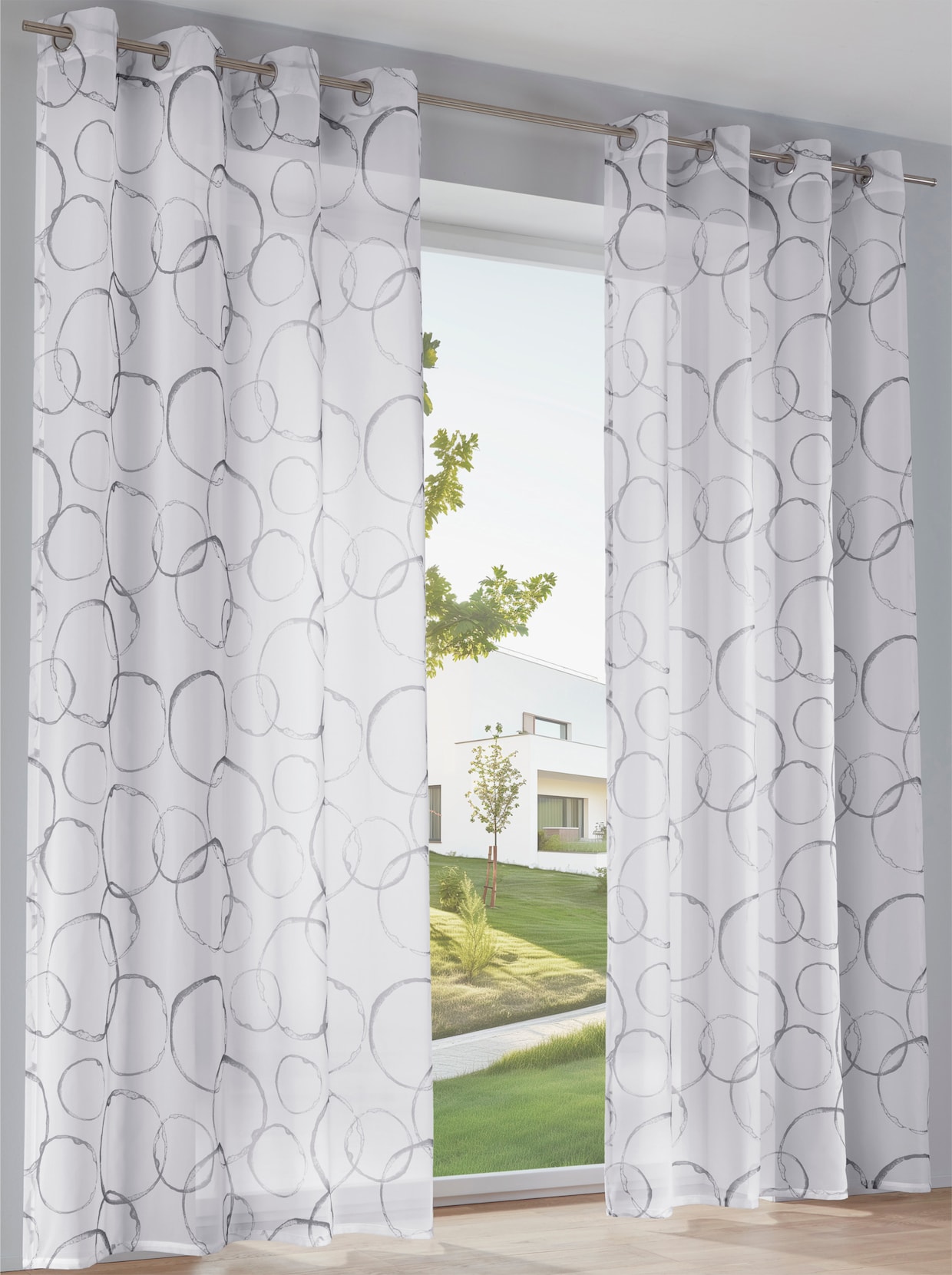 heine home Decoratieve vitrage - wit/grijs