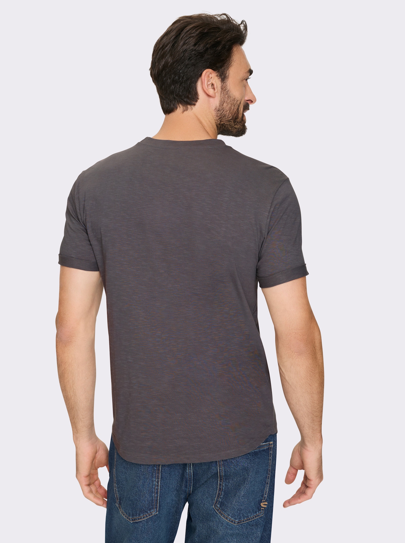 Marco Donati Kurzarmshirt mit Verzierung, kontrastfarben - anthrazit