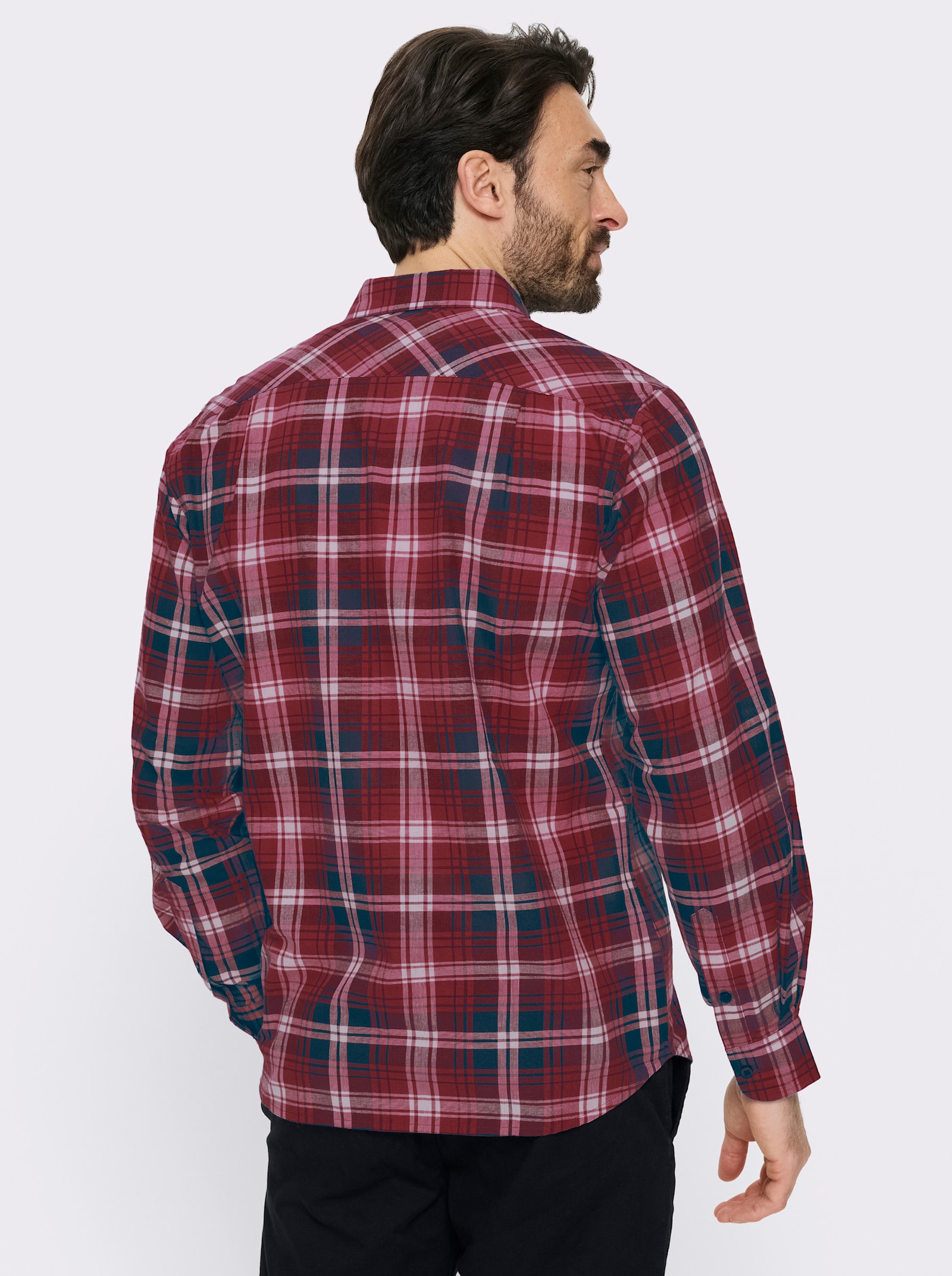 Catamaran Langarmhemd mit garngefärbtem Muster - dunkelrot-kariert