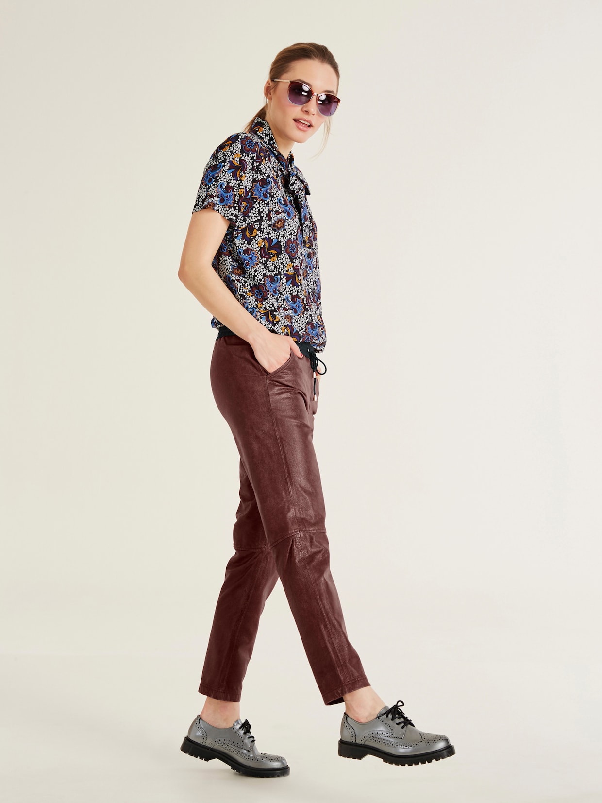 heine Pantalon de jogging en cuir - marron