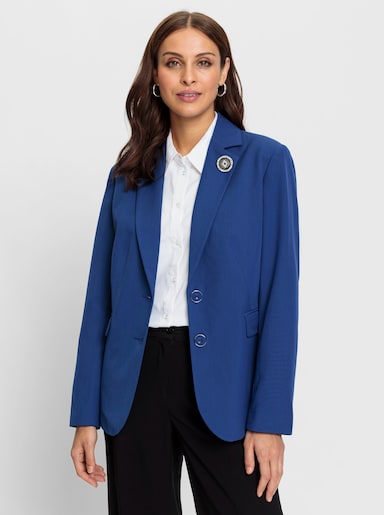 Blazer mit flachen Schulterpolstern - royalblau