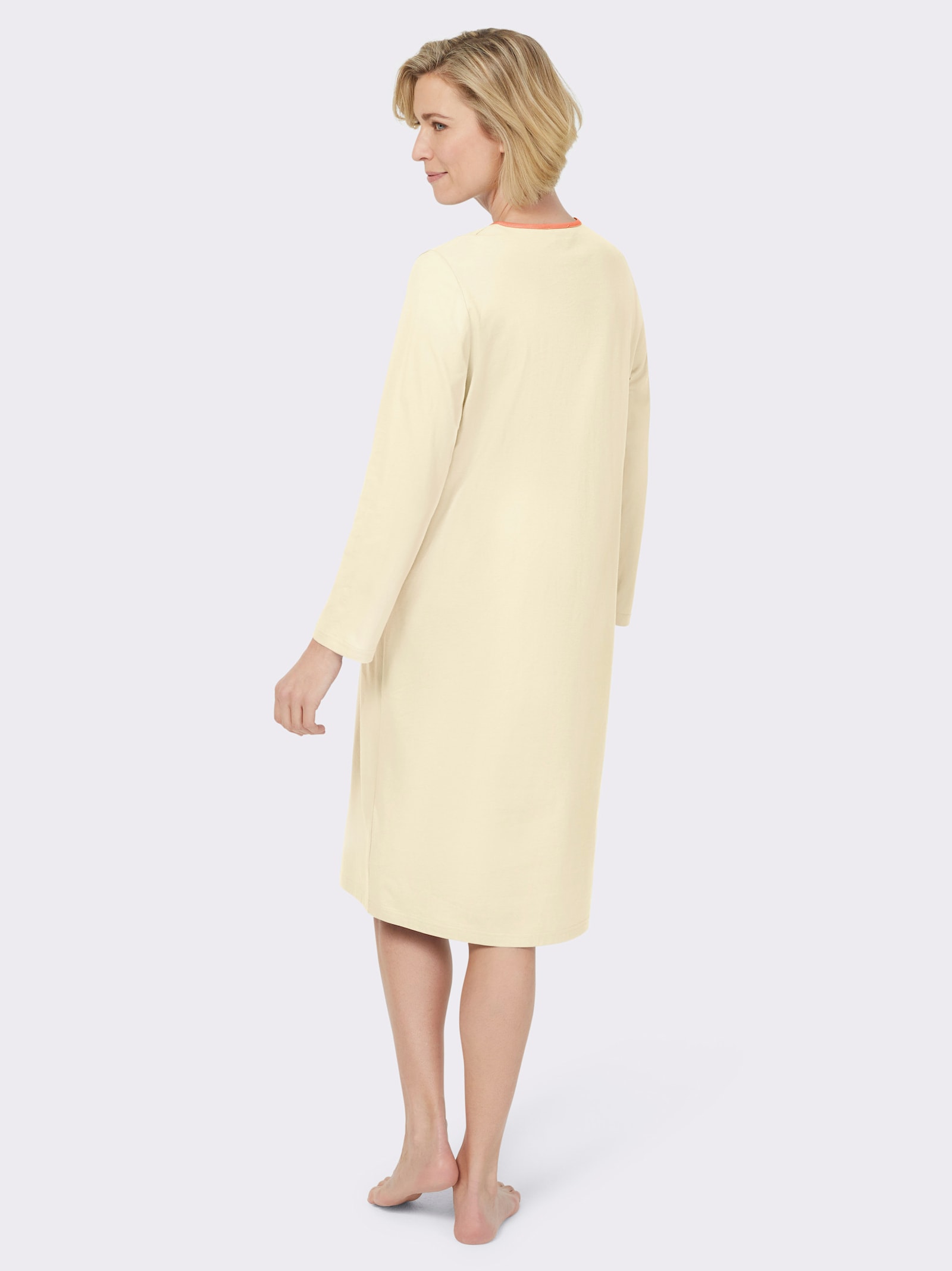 Ascafa Nachthemden im Doppelpack, floraler Print - vanille + vanille-bedruckt