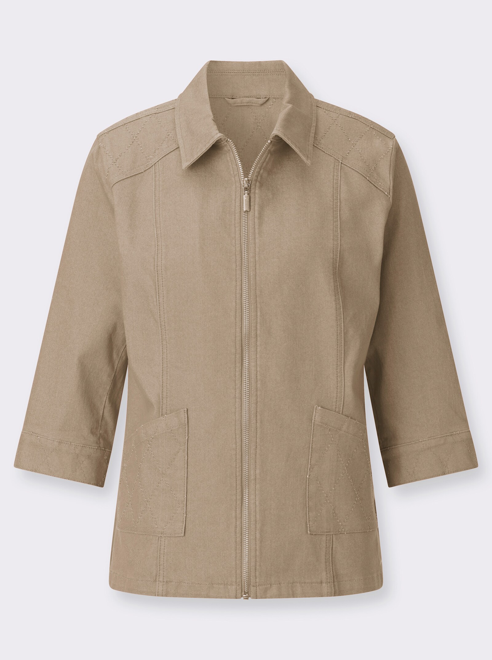 Jeansjacke aus Baumwoll-Stretch - beige