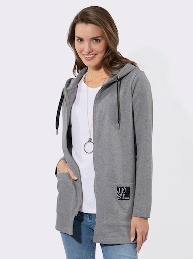 Sweatjacke mit Glitzer-Applikation hinten - grau-meliert