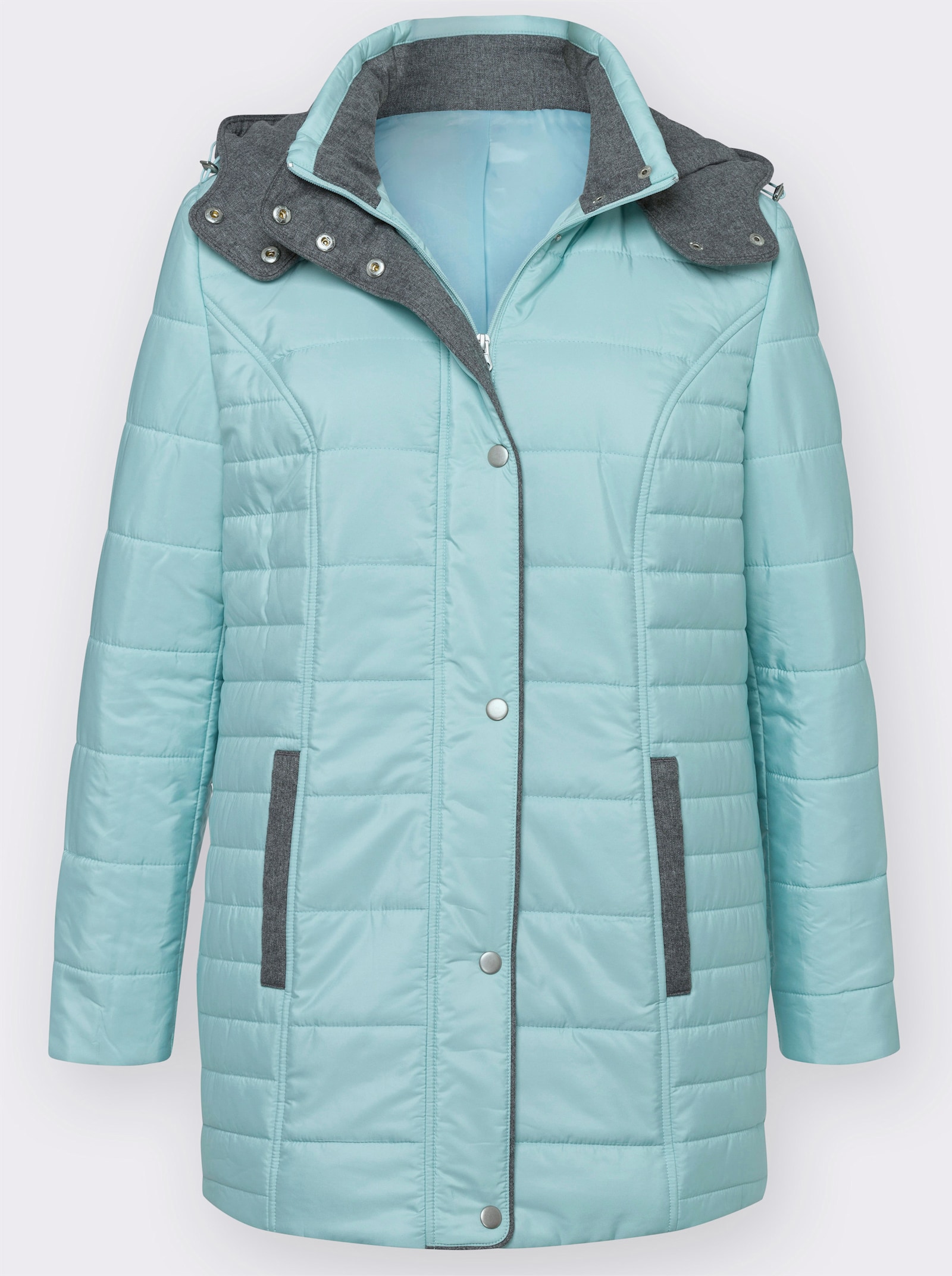 Gewatteerde jas met afneembare capuchon - kalkmint