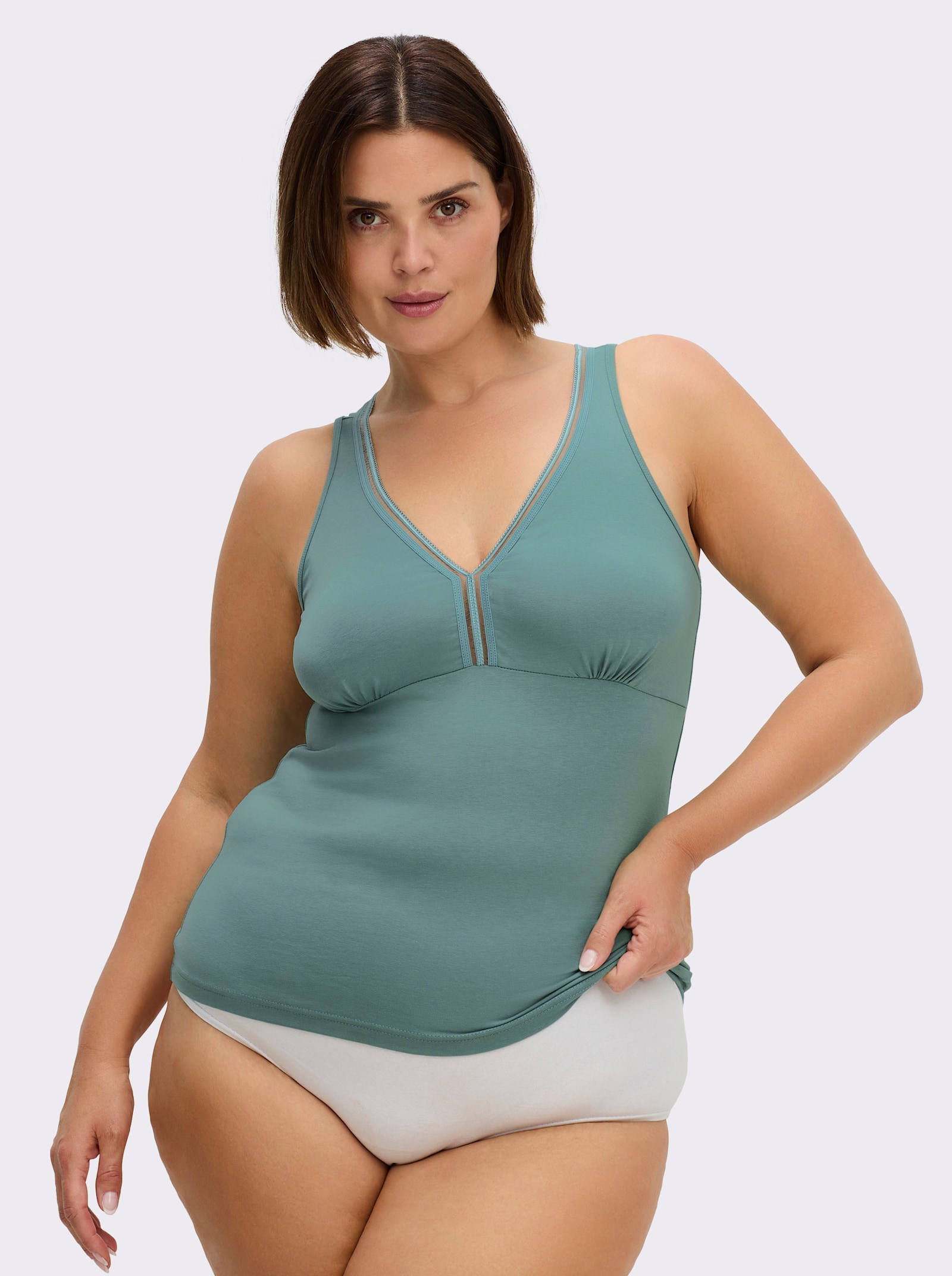 wäschepur BH-Hemd mit elastischem Zierband - jade