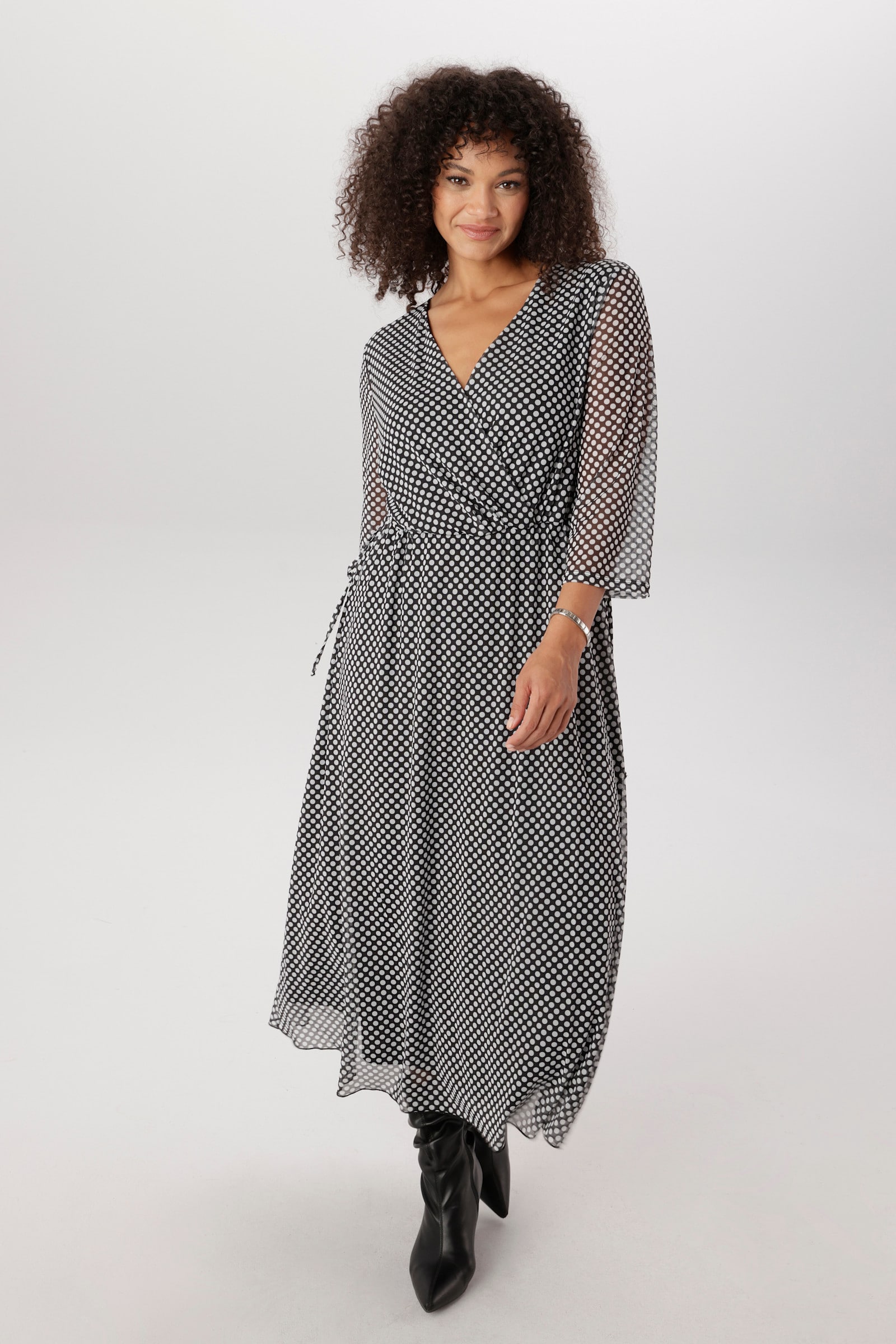 Aniston PLUS Meshkleid - schwarz-weiß