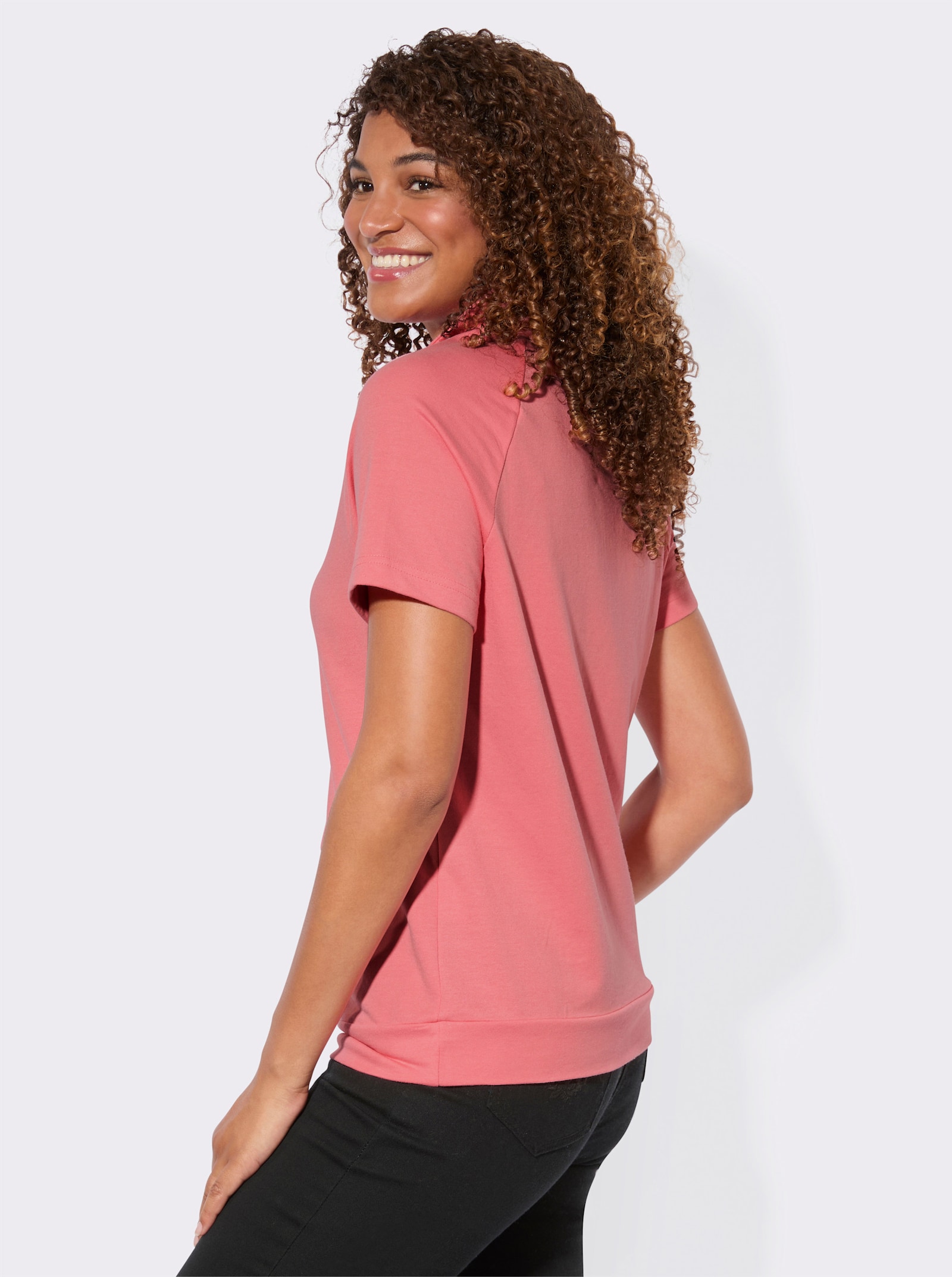 Sweatshirt mit überschnittenen Schultern - flamingo