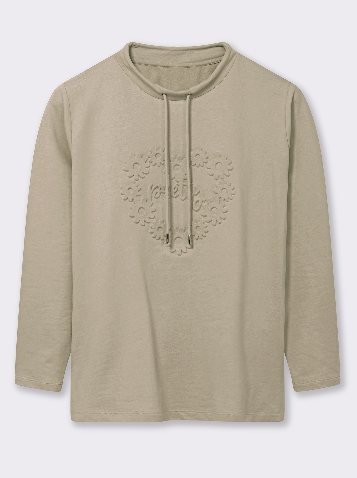 Sweatshirt mit geprägten Herzen - sand