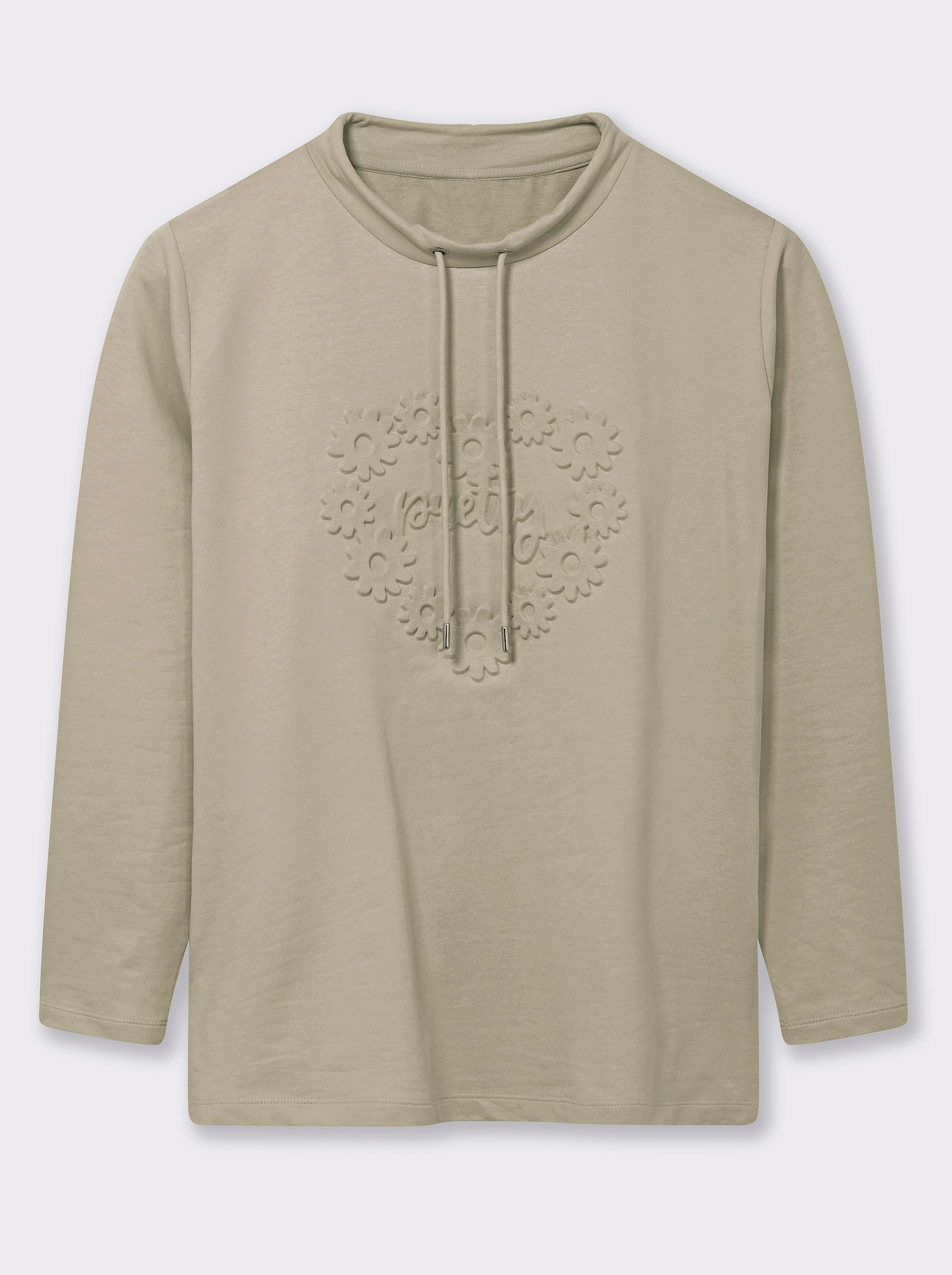 Sweatshirt mit geprägten Herzen - sand