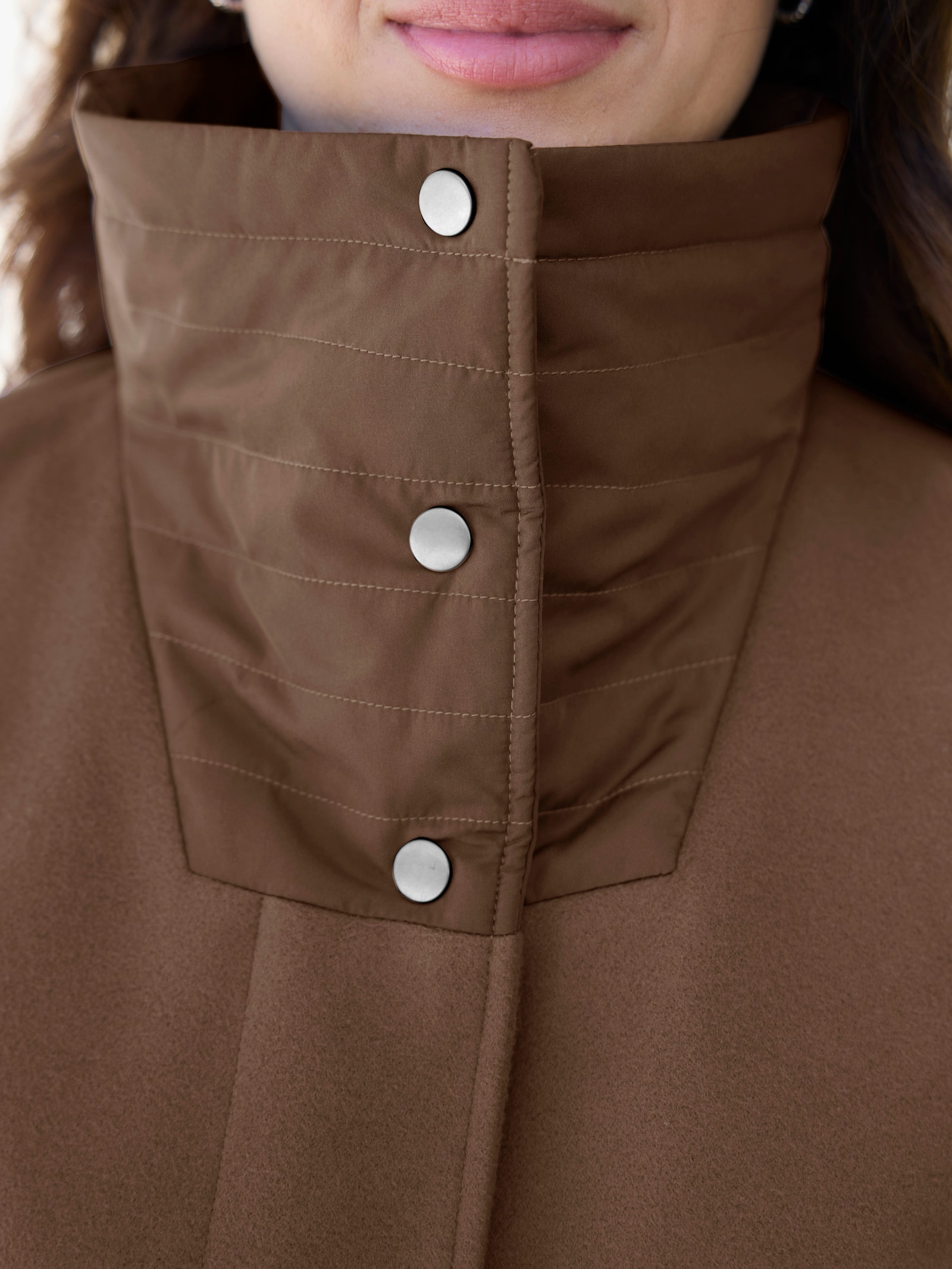 Longjacke mit Stepp-Einsätzen - braun