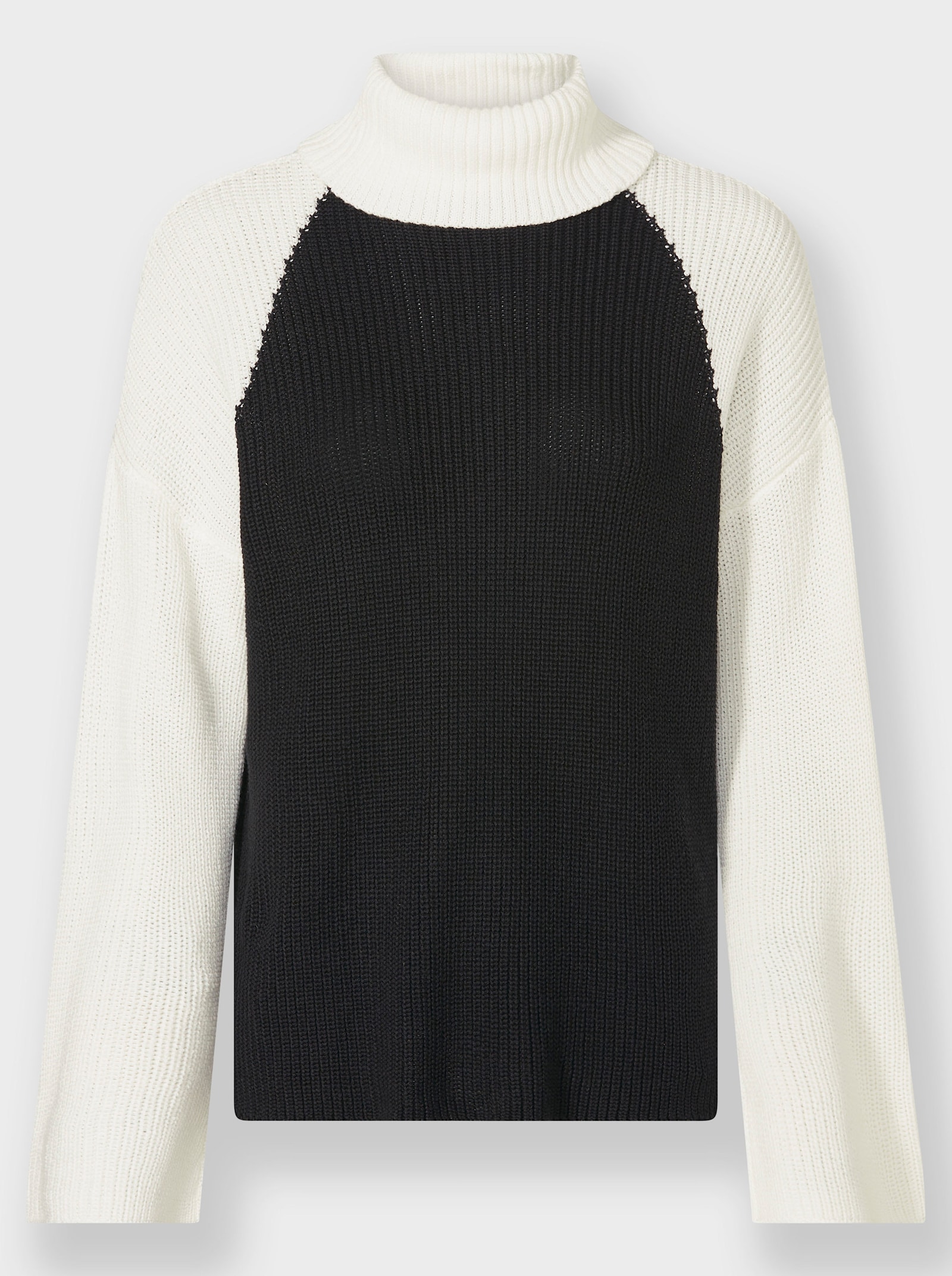 heine Rollkragenpullover mit Trompetenärmeln - schwarz-ecru