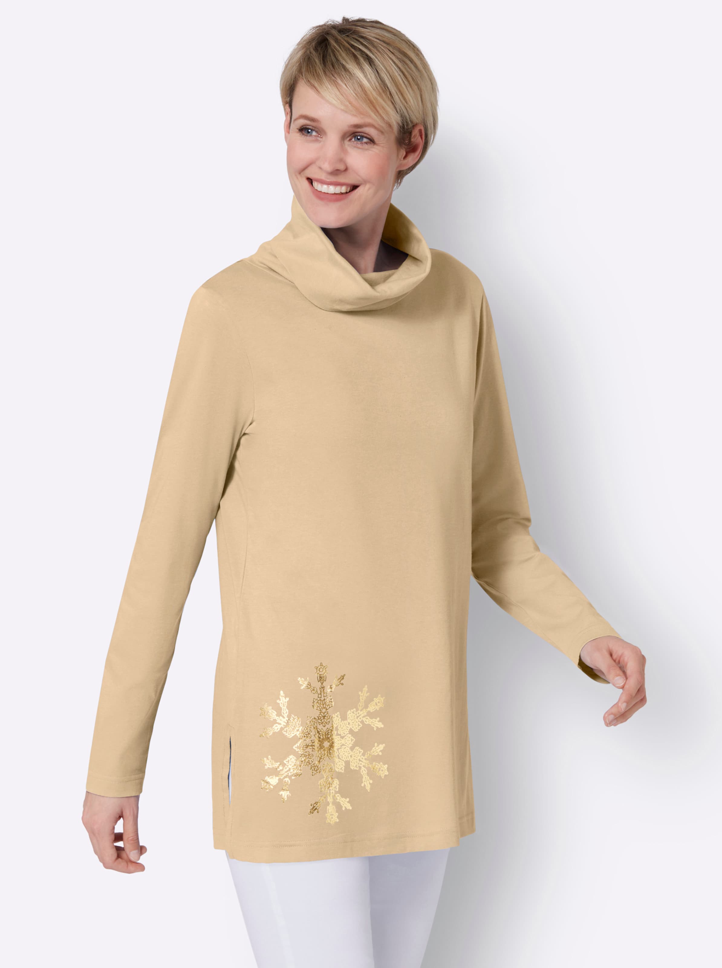 Witt Damen Longshirt, beige-bedruckt