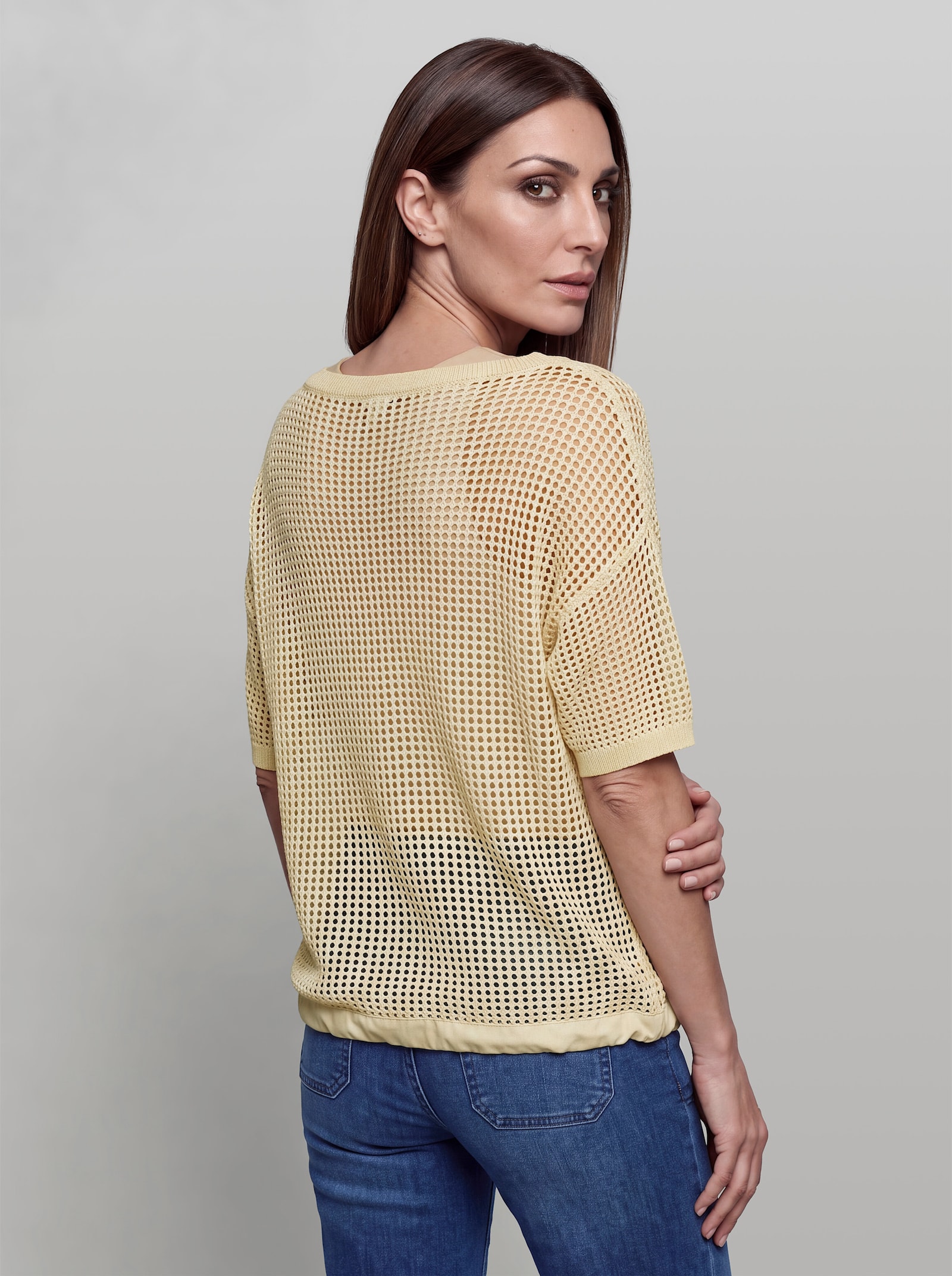 heine 2-in-1-Pullover in Ajour-Strick - vanille-ecru
