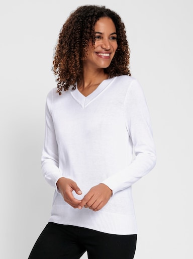V-Ausschnitt-Pullover - ecru